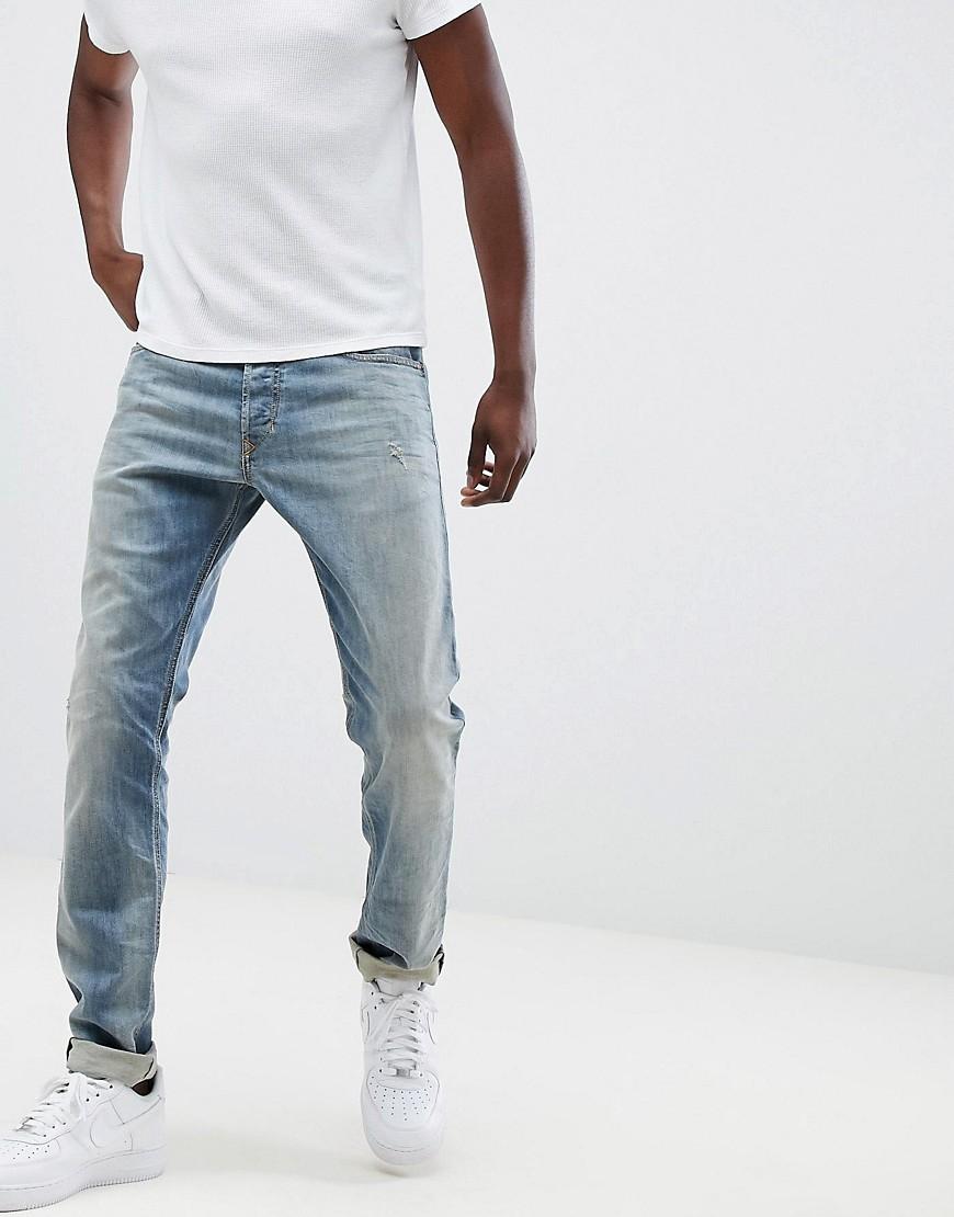 DIESEL Denim Tepphar Slim Carrot Fit Distressed Jeans In 084uk in Blue for  Men - Lyst