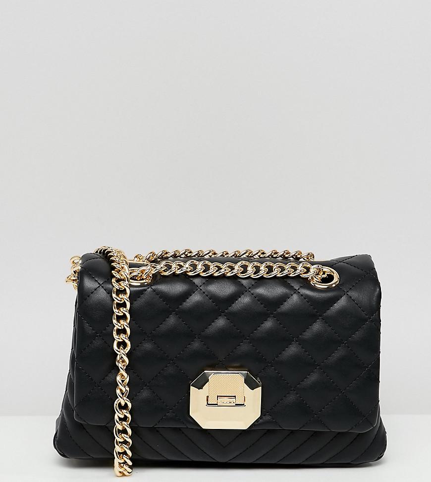 ALDO Leather Menifee Black Quilted Cross Body Bag With Double Gold Chunky Chain Strap - Save 13% ...