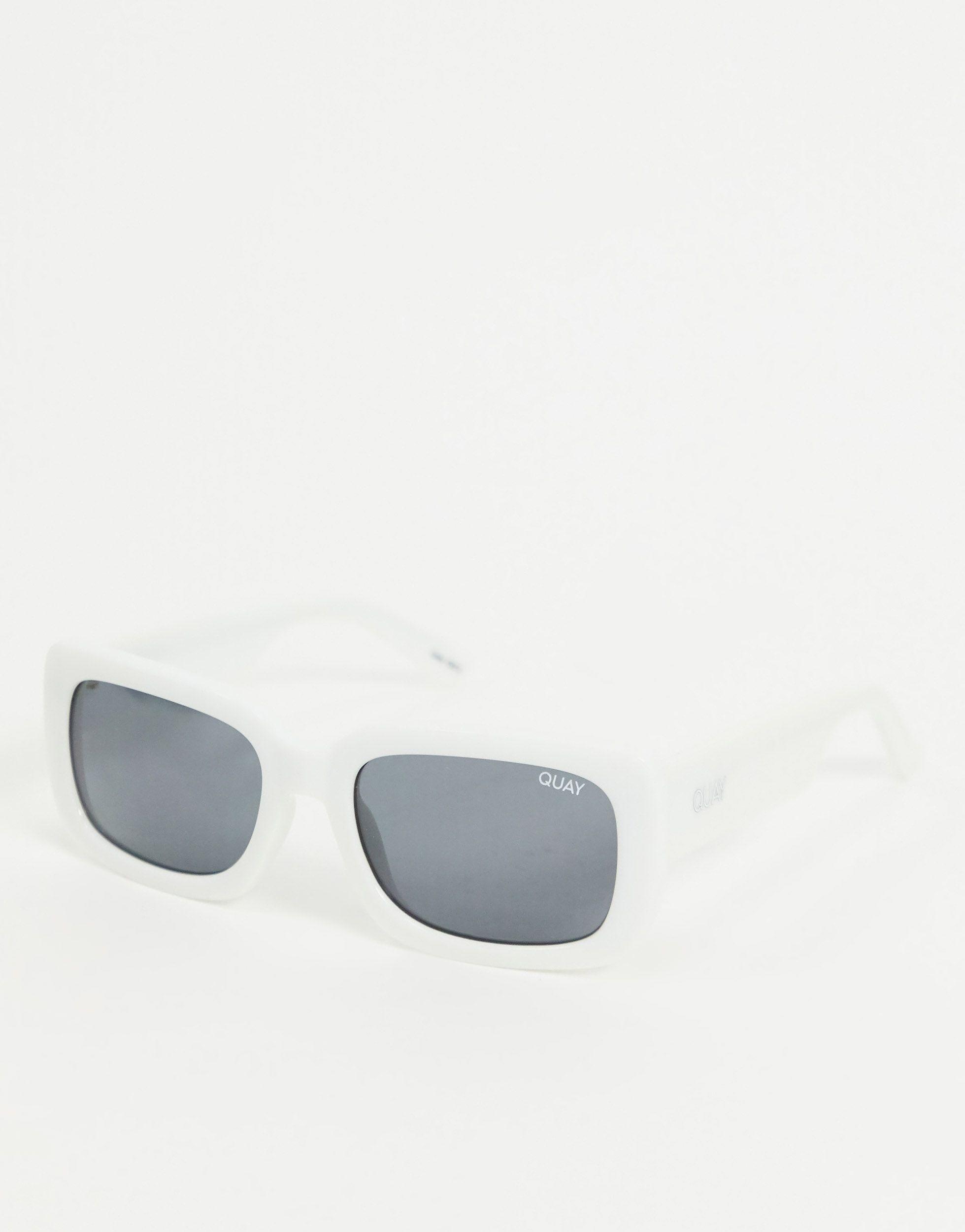 Quay Yada Yada Retro Square Sunglasses in White | Lyst