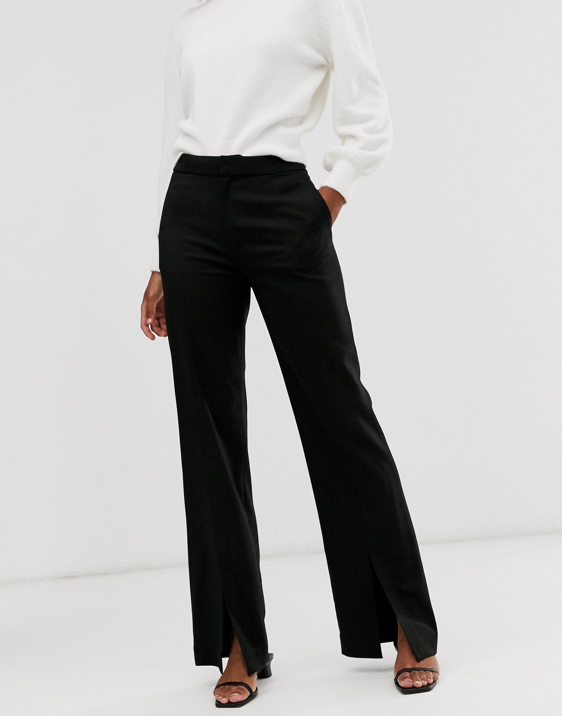 & Other Stories Tailored Trousers With Front Slit in Black | Lyst