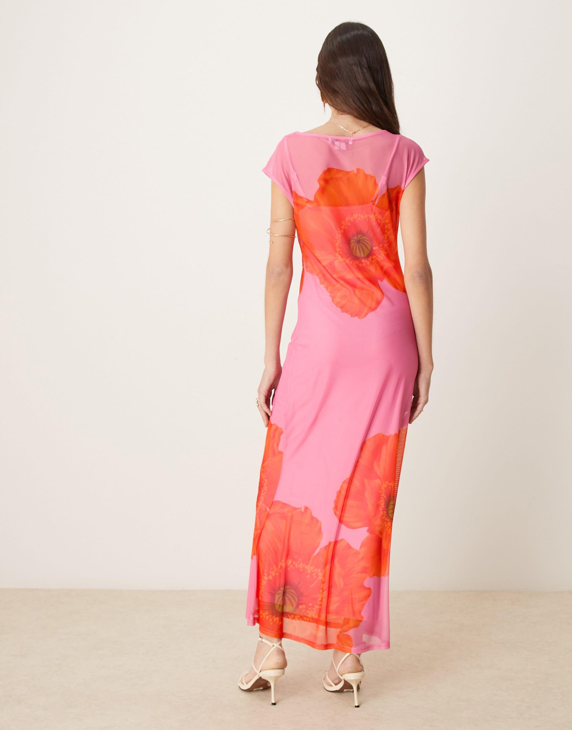 asos design robe motif coquelicot