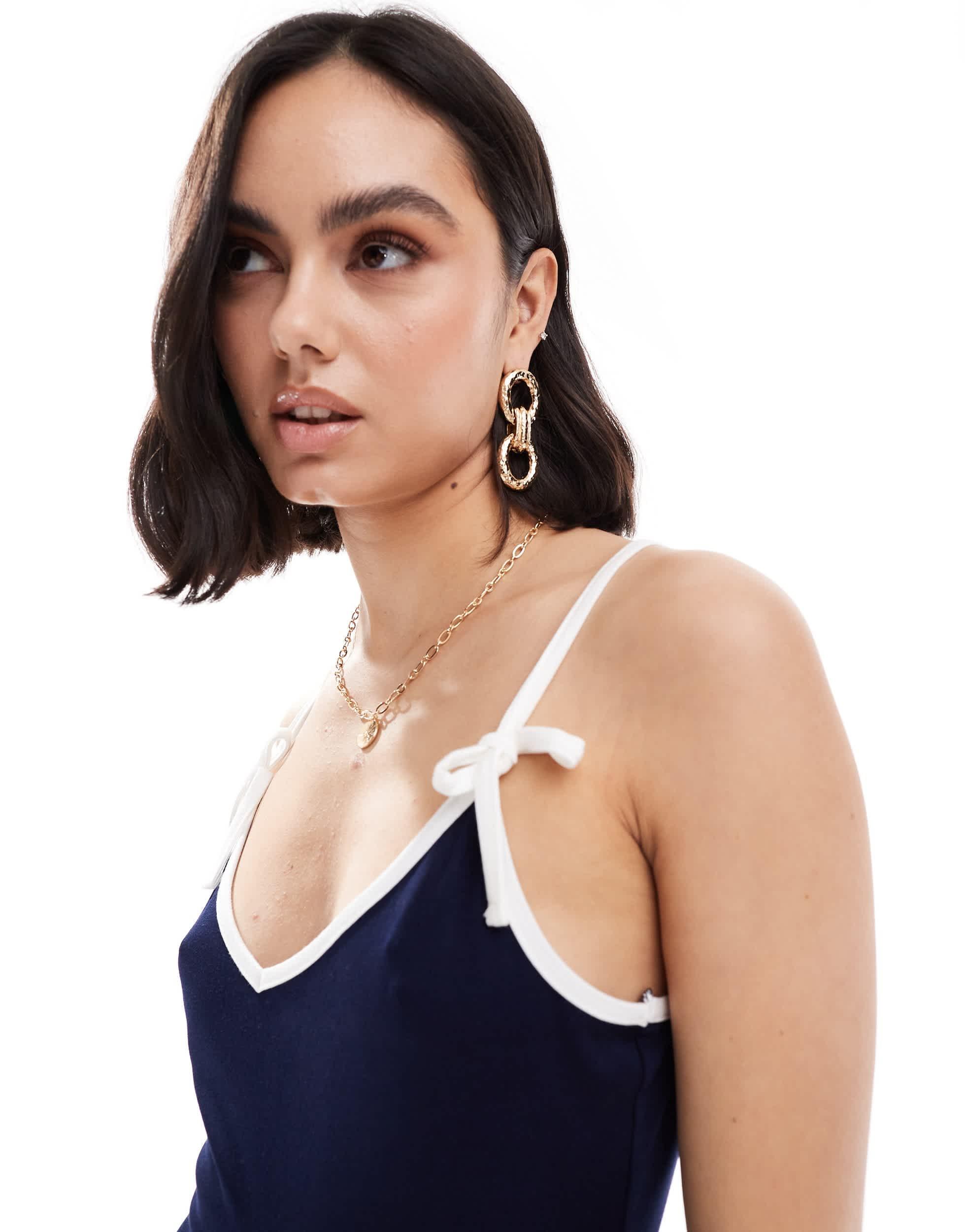 Miss Selfridge Bow Detail Cami Mini Dress in Blue Lyst Australia
