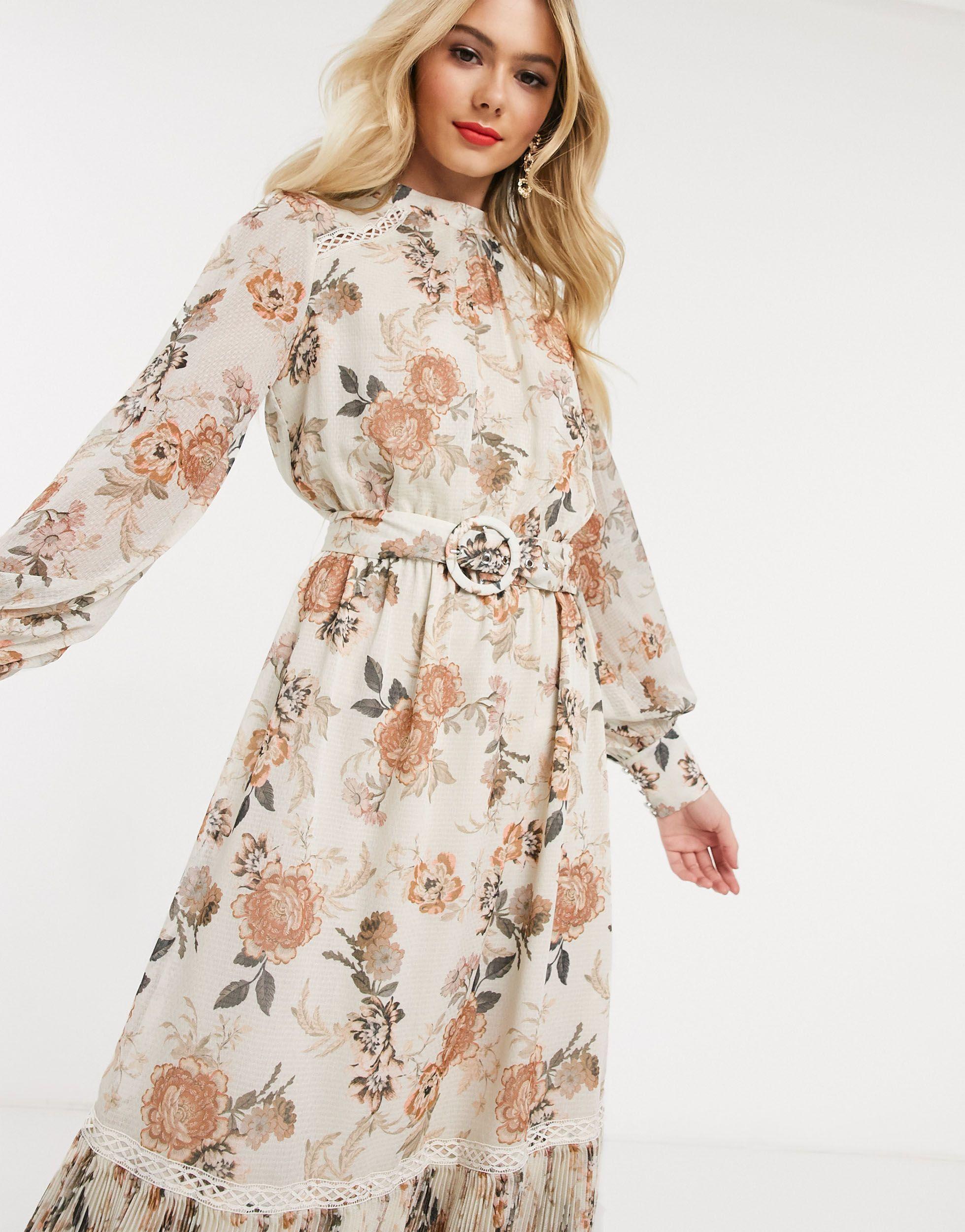 Synthetic Belted Ruffle Midi Dressin 