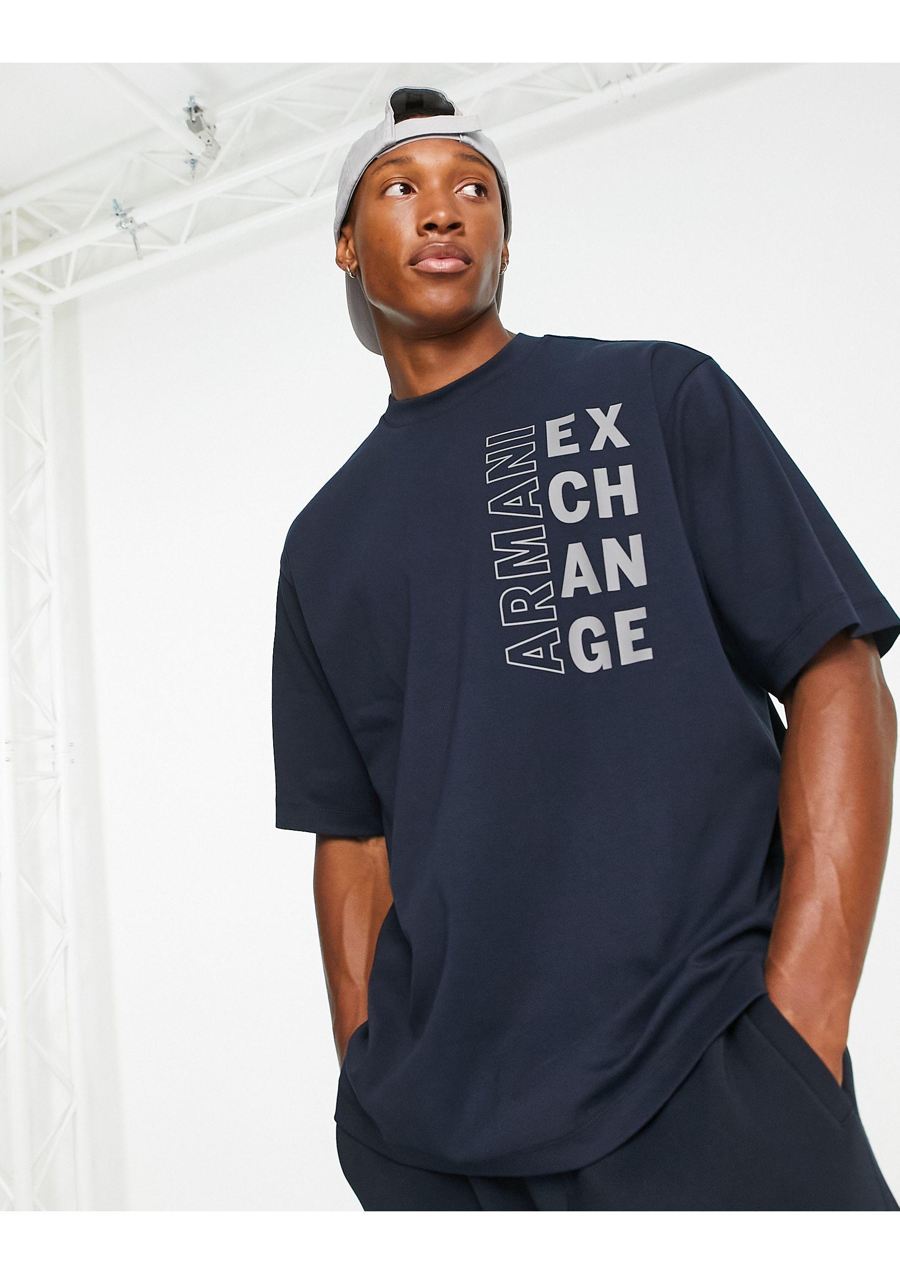 Armani Exchange Oversized Logo T-shirt in Blue for Men | Lyst