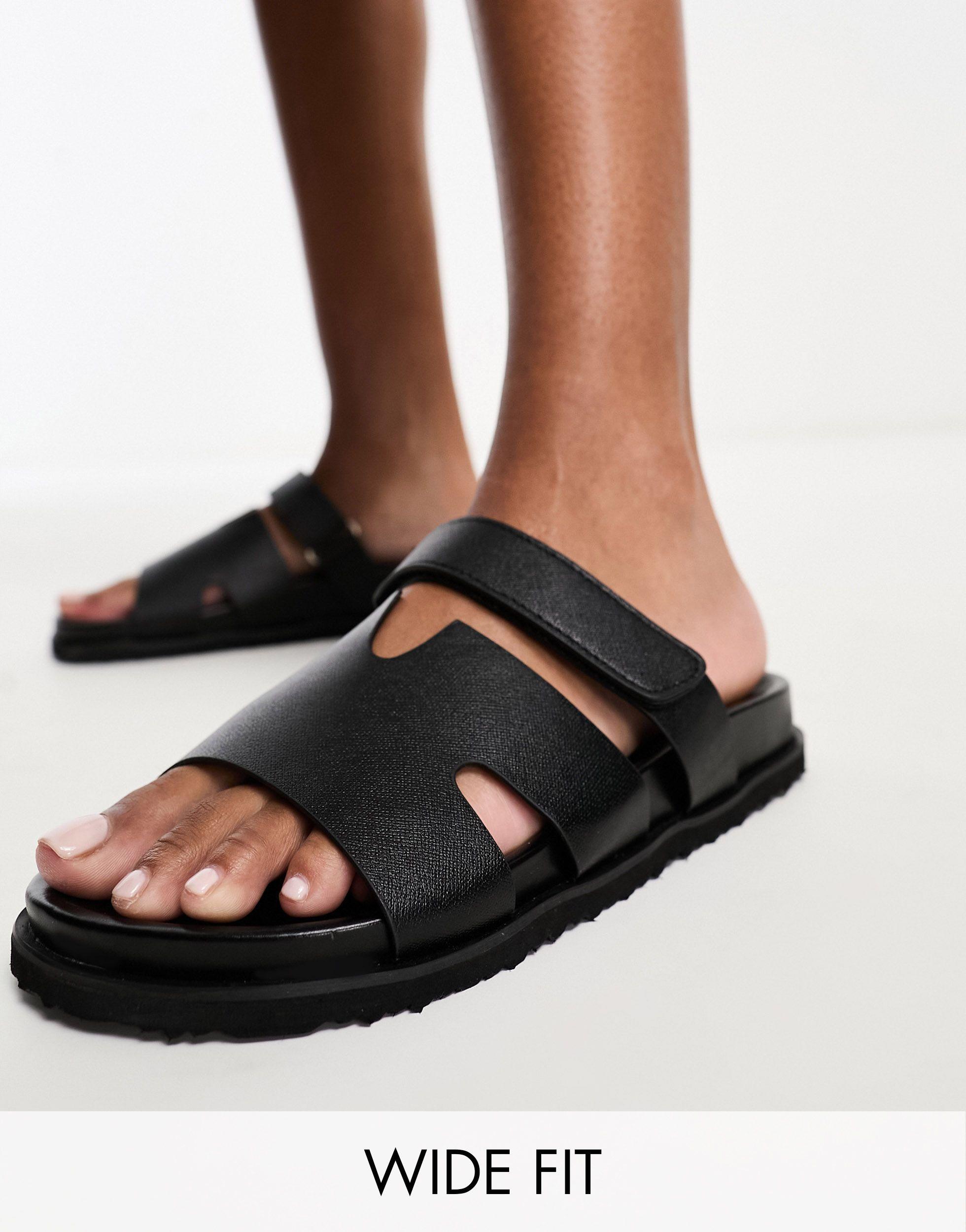 Wide fit - sandali bassi a pianta larga neri con doppia fascia di Simply Be  in Nero | Lyst