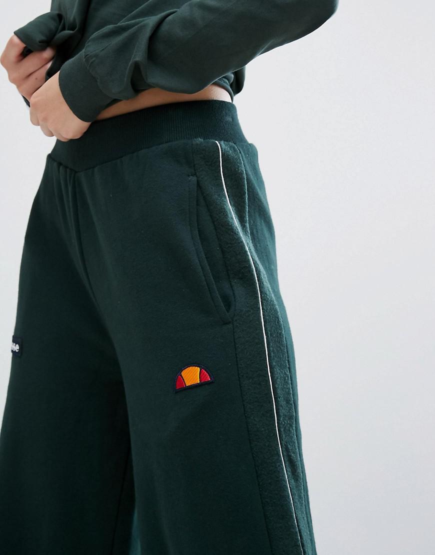 Ellesse Cotton Wide Leg Tracksuit Bottoms With Sports Stripe in Green - Lyst