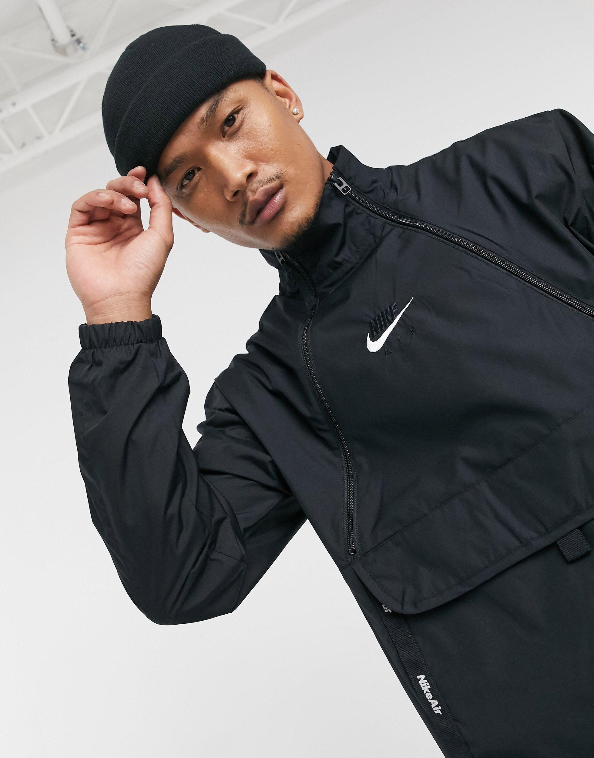 Plasticiteit Consequent Commotie Nike Air Woven Overhead Windbreaker Jacket in Black for Men | Lyst
