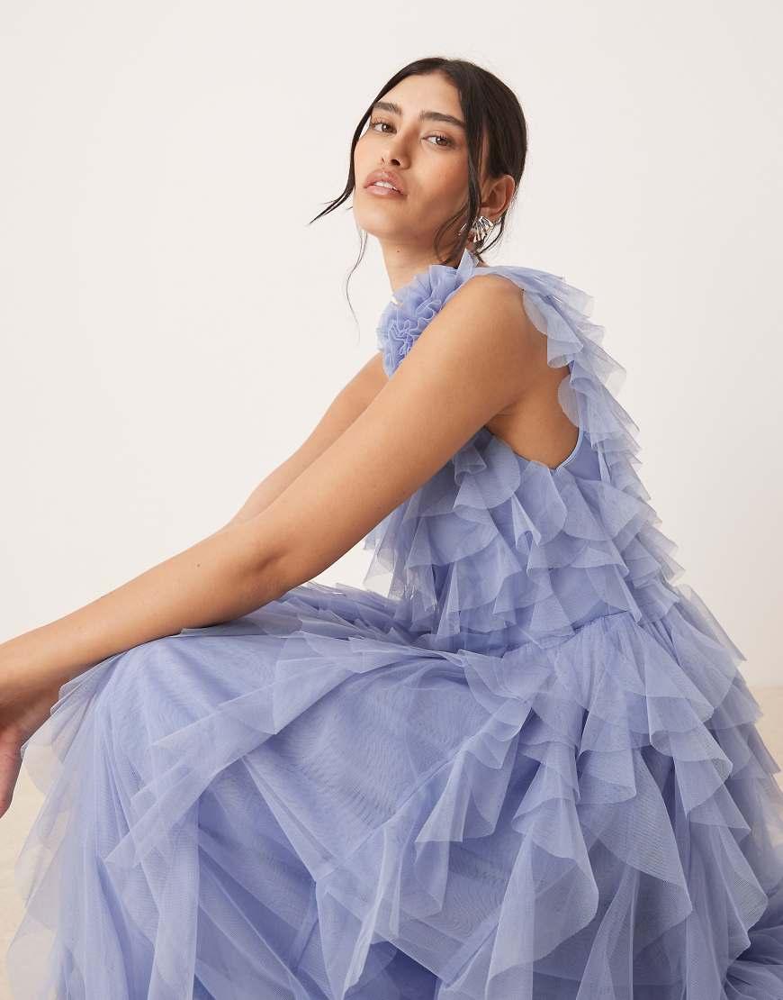 ANAYA Waterfall One Shoulder Maxi Dress in Blue Lyst UK