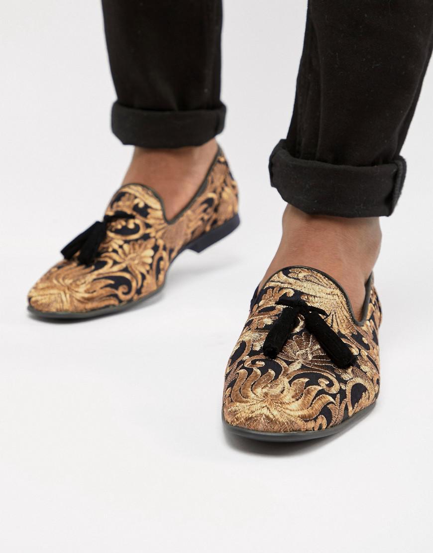 ASOS Loafers In Floral Jacquard Print in Black for Men - Lyst