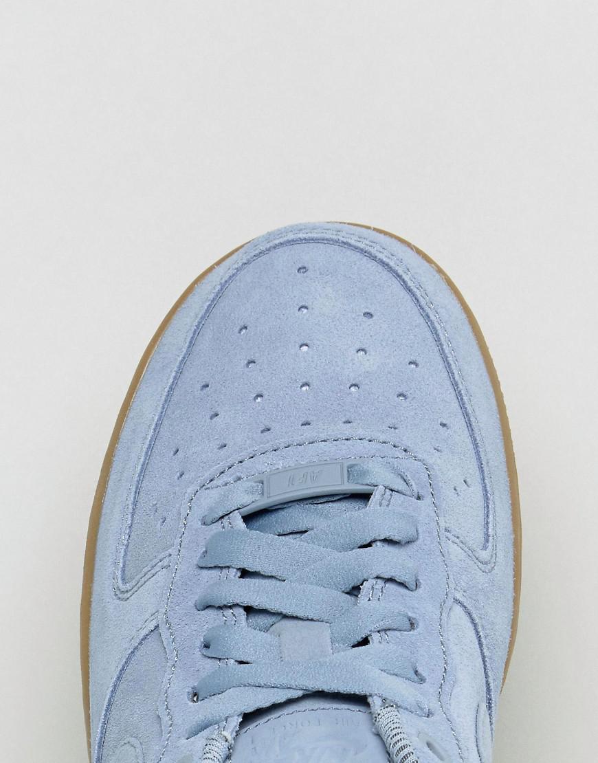 Nike Air Force 1 '07 Trainers In Glacier Blue Suede With Gum Sole in Grey (Grey) - Lyst