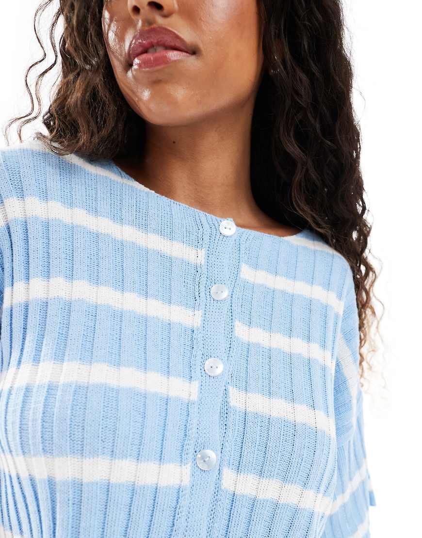 Striped Cardigan Asos Blue Cardigan ASOS DESIGN V Neck Knitted