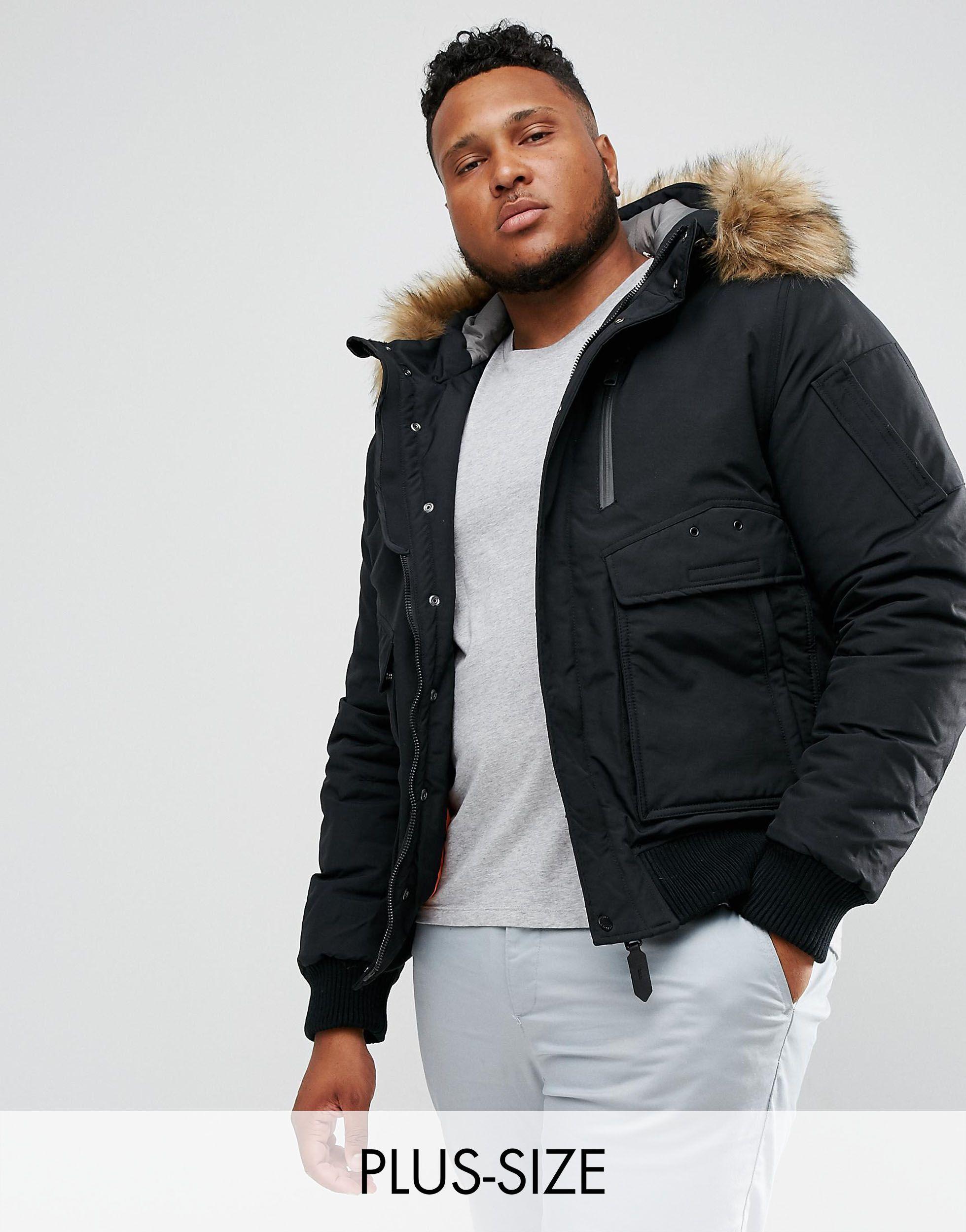 plus size bomber jacket with fur hood