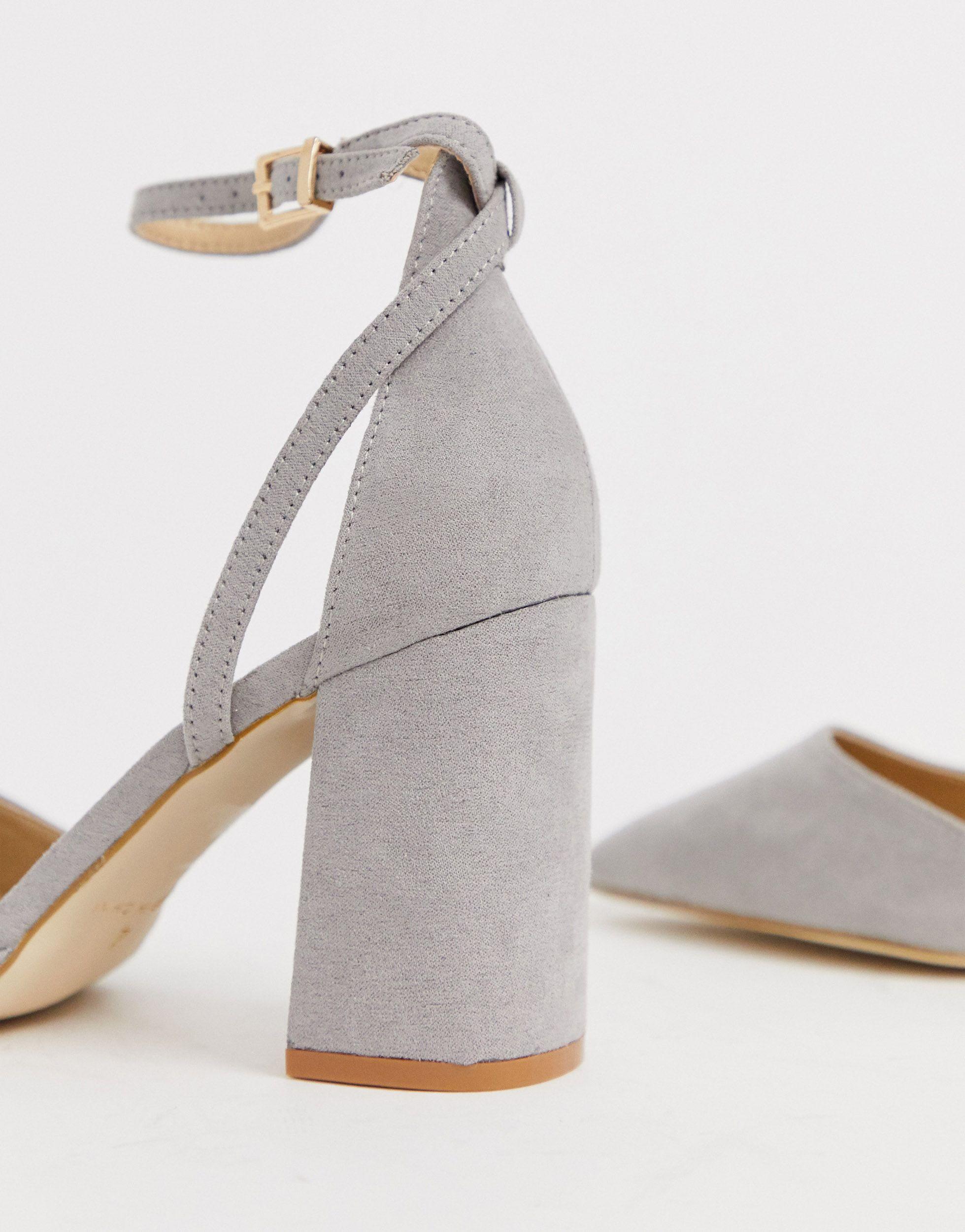 Raid katy grey block heeled shoes hotsell