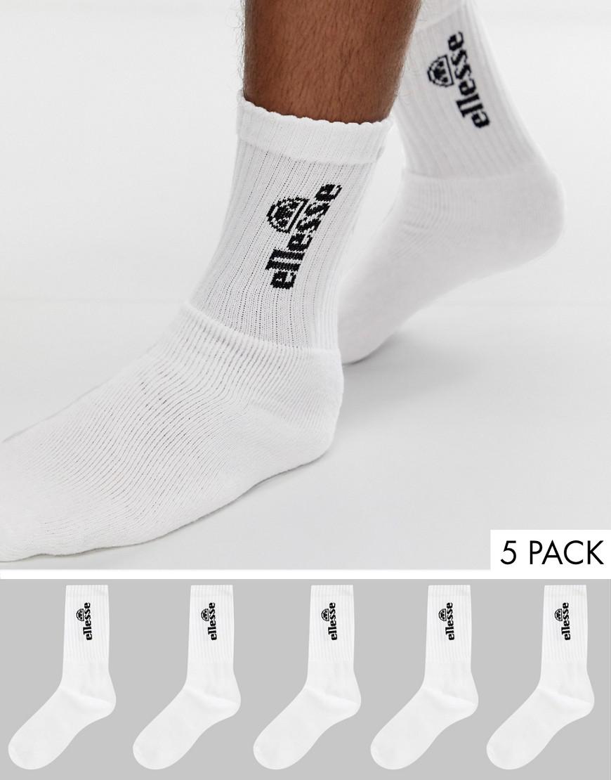 Ellesse Synthetic 5 Pack Sock in White 