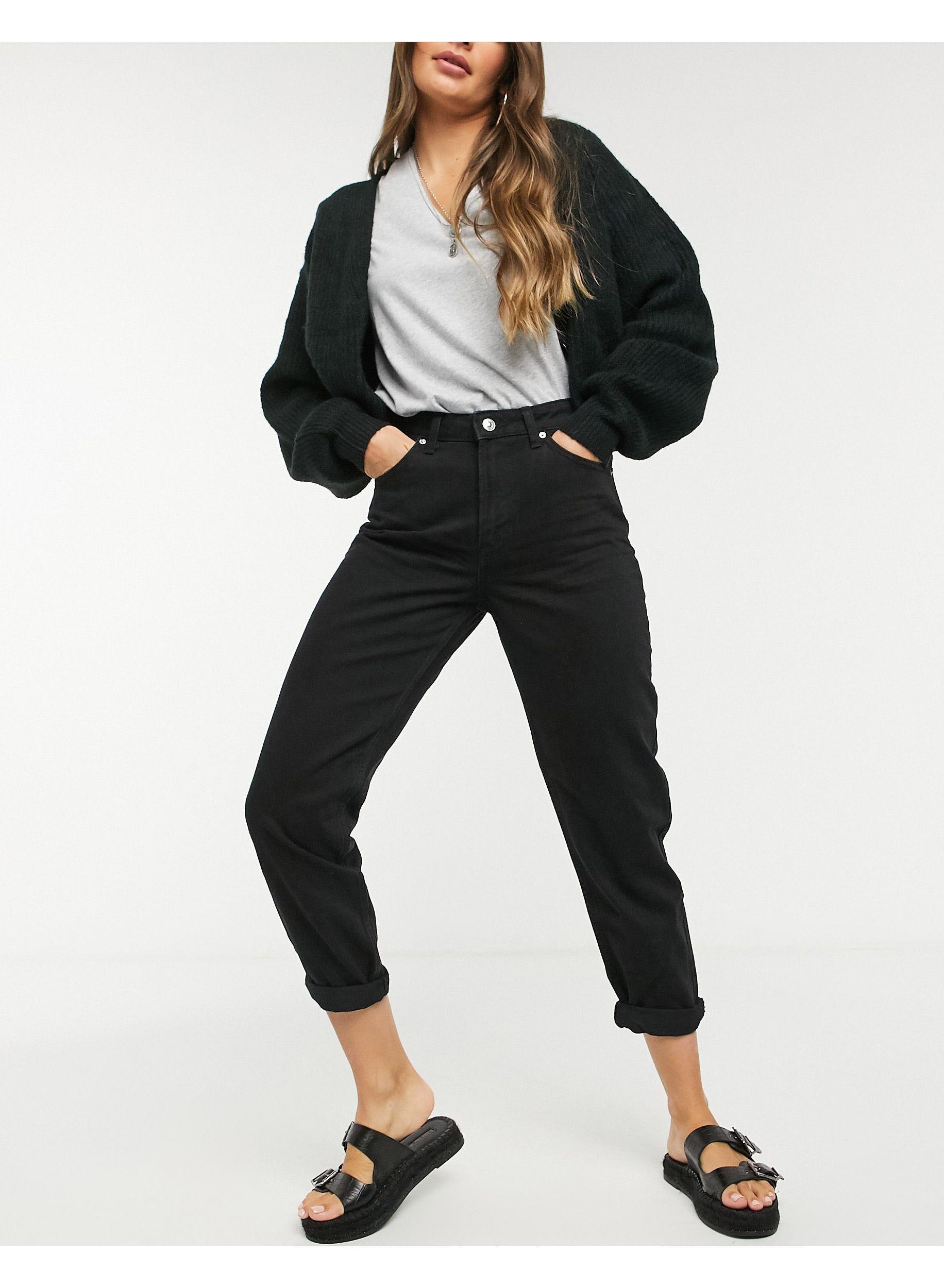 Bershka Denim Mom Jean in Black - Lyst