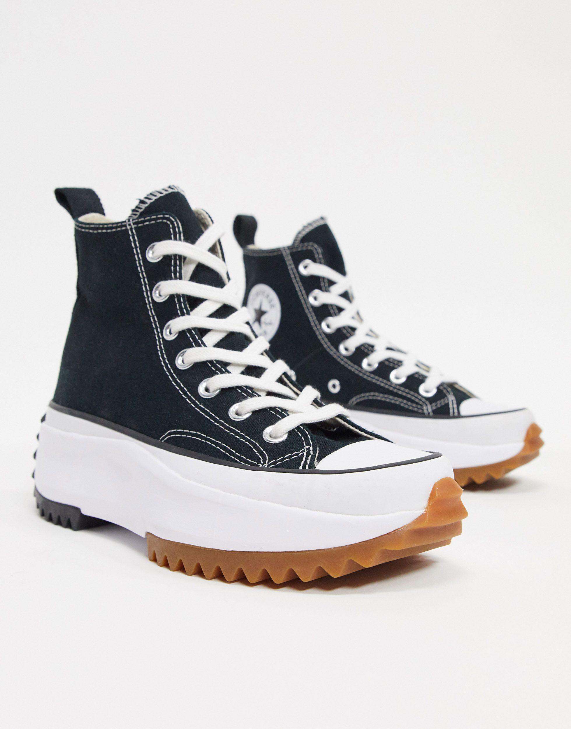 tênis converse run star hike hi foundational canvas black white