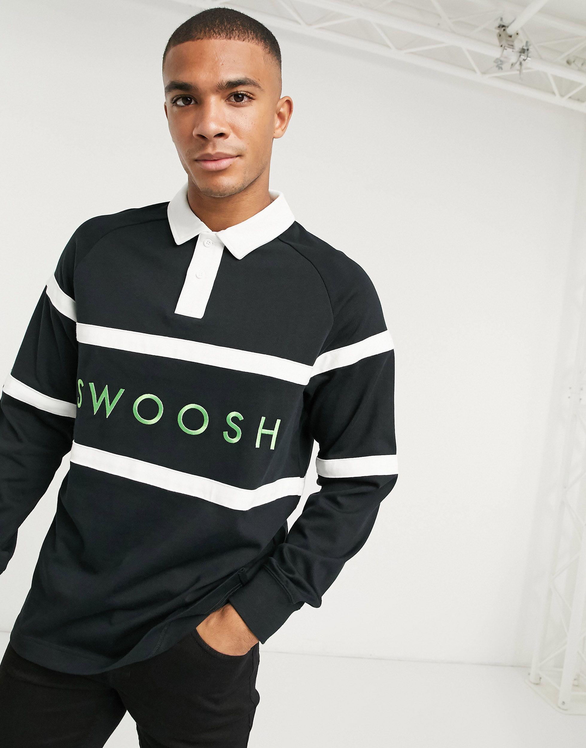Nike Swoosh Rugby Shirt in Black for Men - Lyst