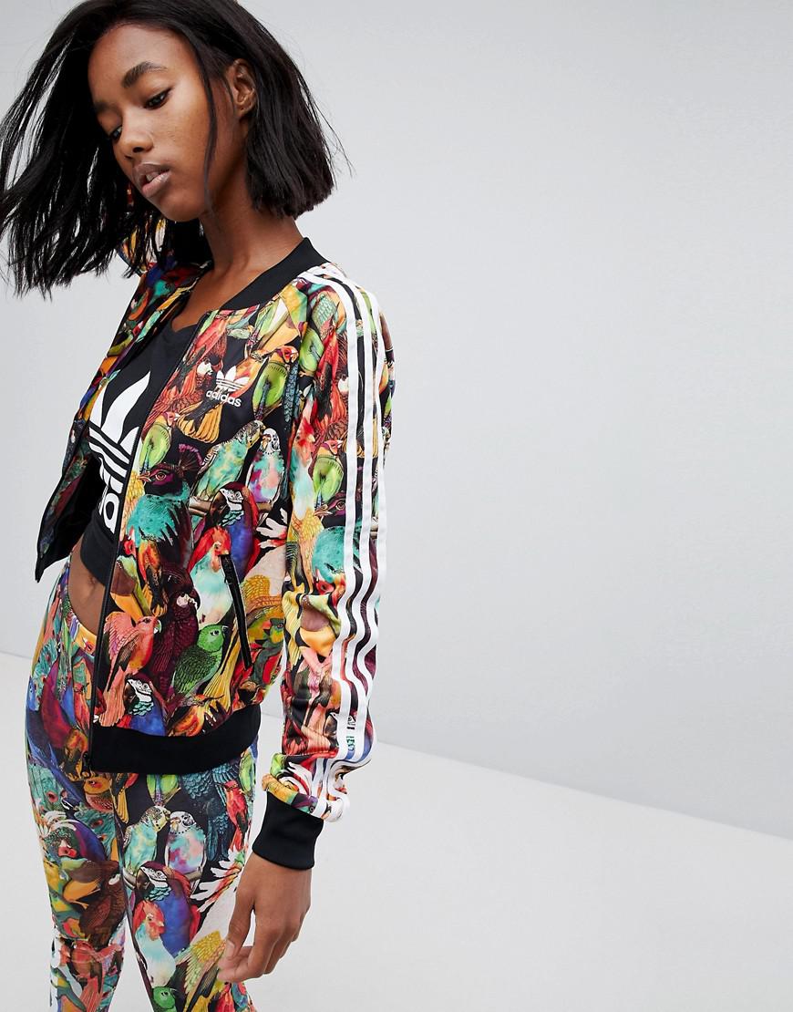 adidas originals x farm multi print maxi track jacket