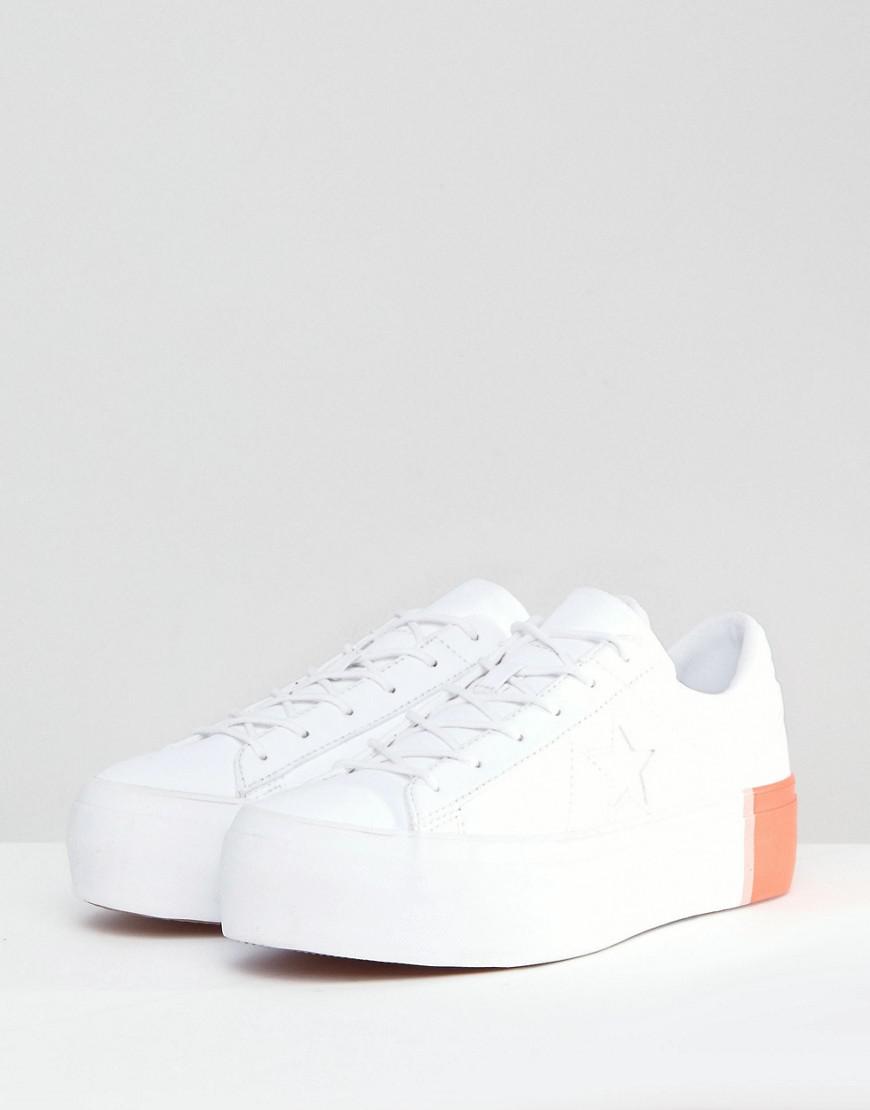 Converse One Star Platform Ox Trainers With Colour Block Heel in White |  Lyst