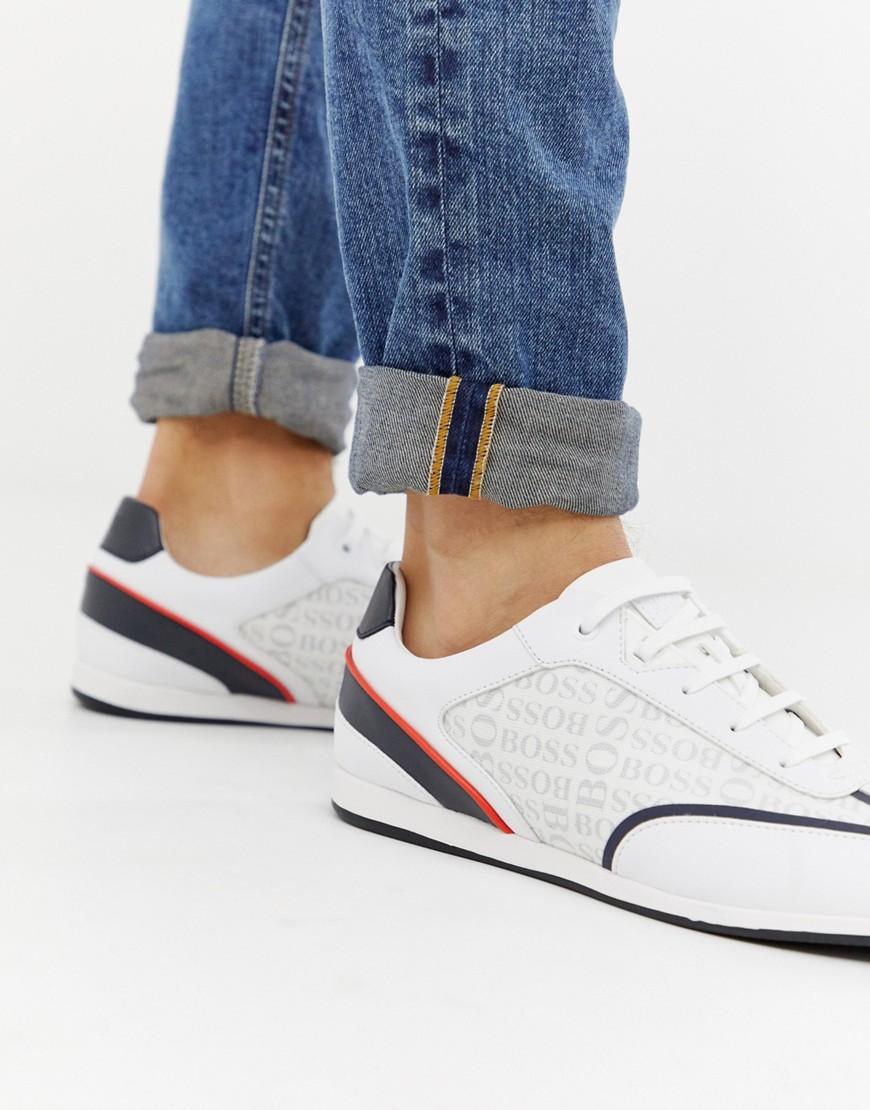 BOSS by HUGO BOSS Maze All Over Logo Trainers In White for Men - Lyst