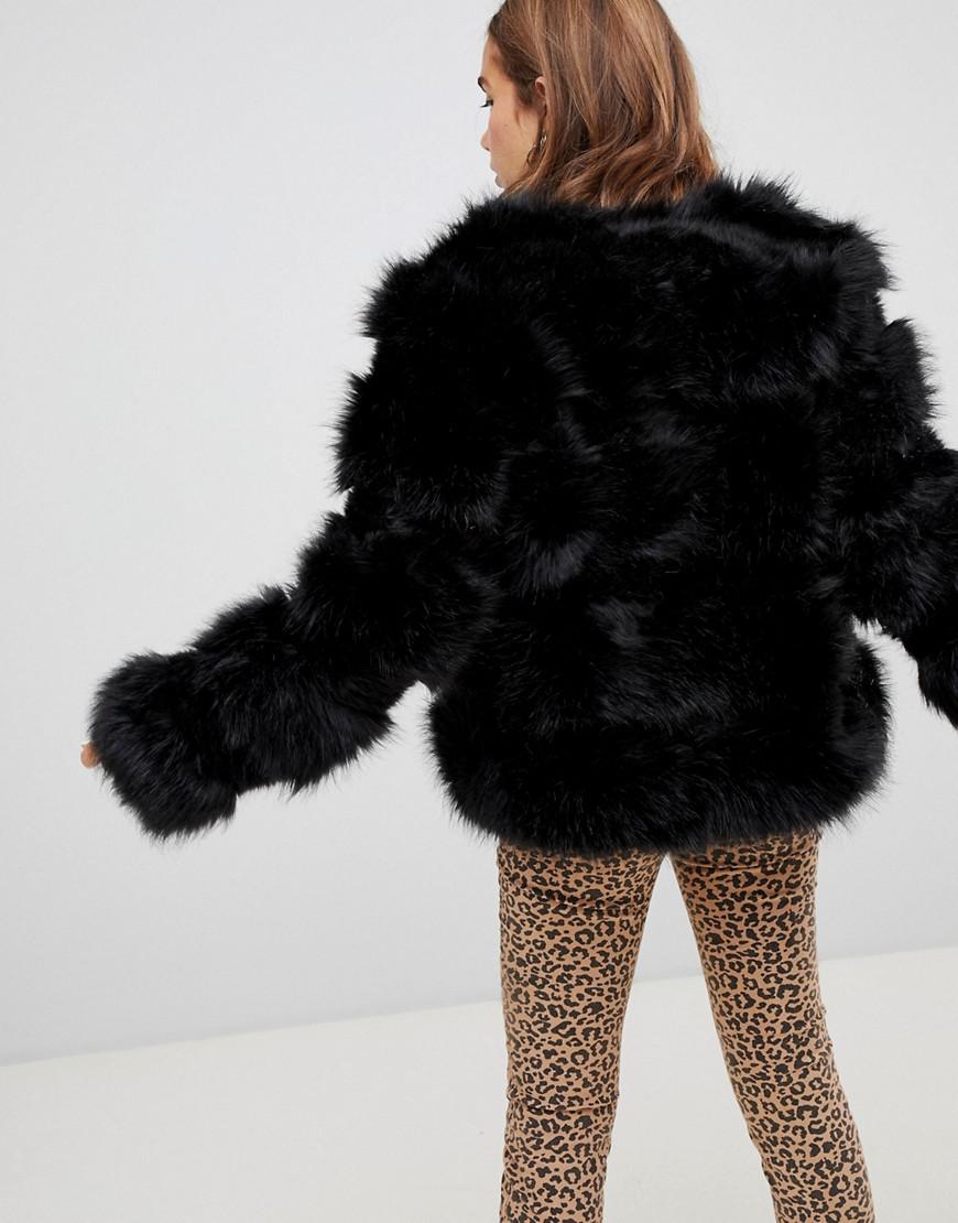 black new look fur coat