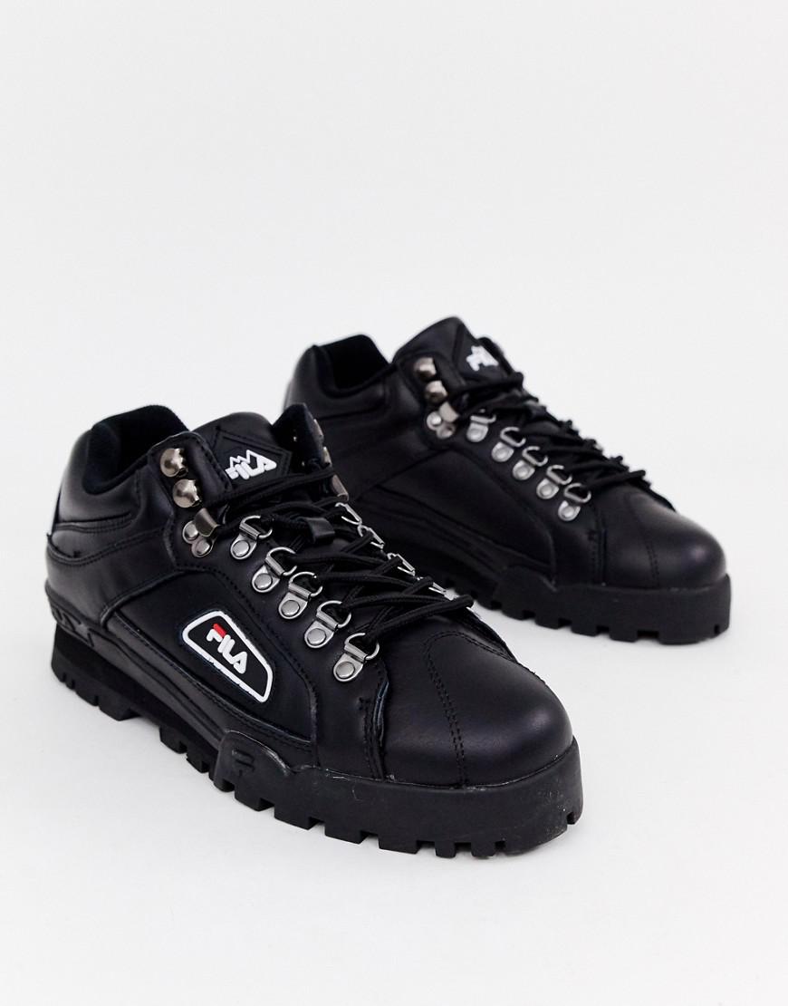 fila trailblazer black leather trainers