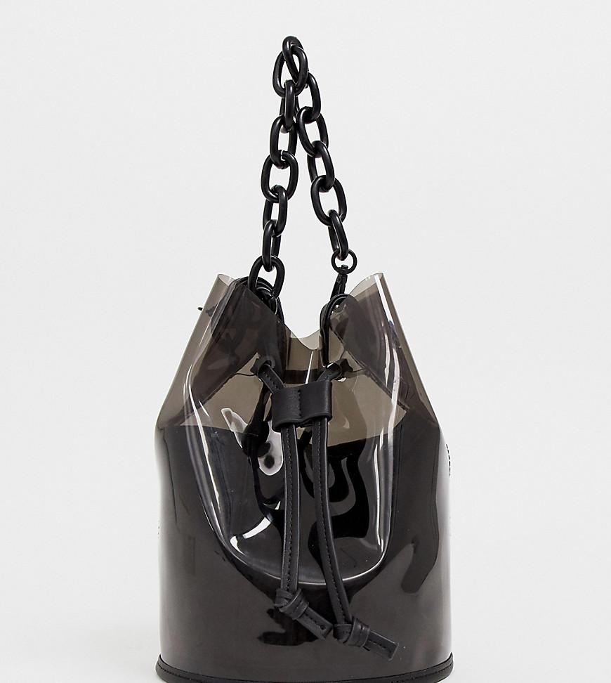 Bershka Denim Schwarze Handtasche mit Kettenhenkeln aus Plastik in Schwarz  | Lyst DE