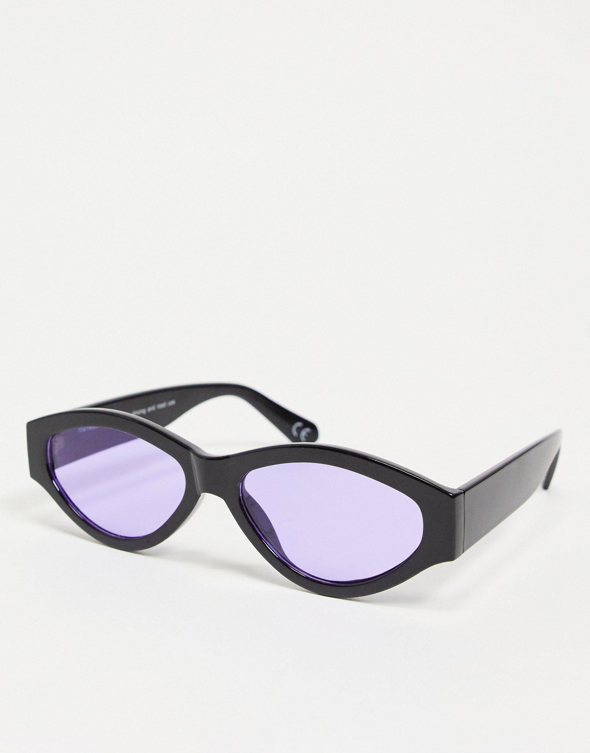 Occhiali da sole ovali spessi neri con lenti viola da Uomo di ASOS in Nero  | Lyst