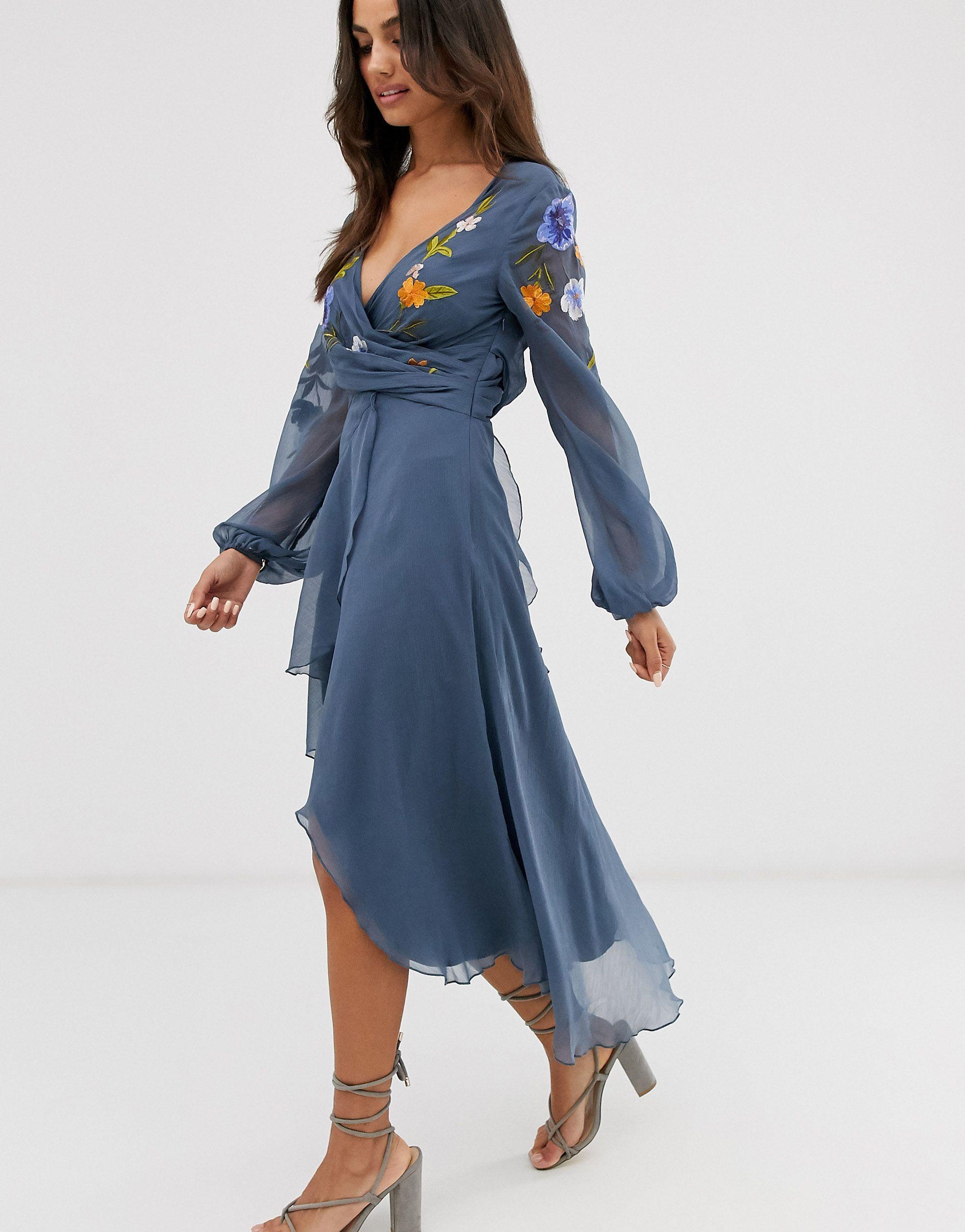 ASOS Chiffon Wrap Midi Dress With ...