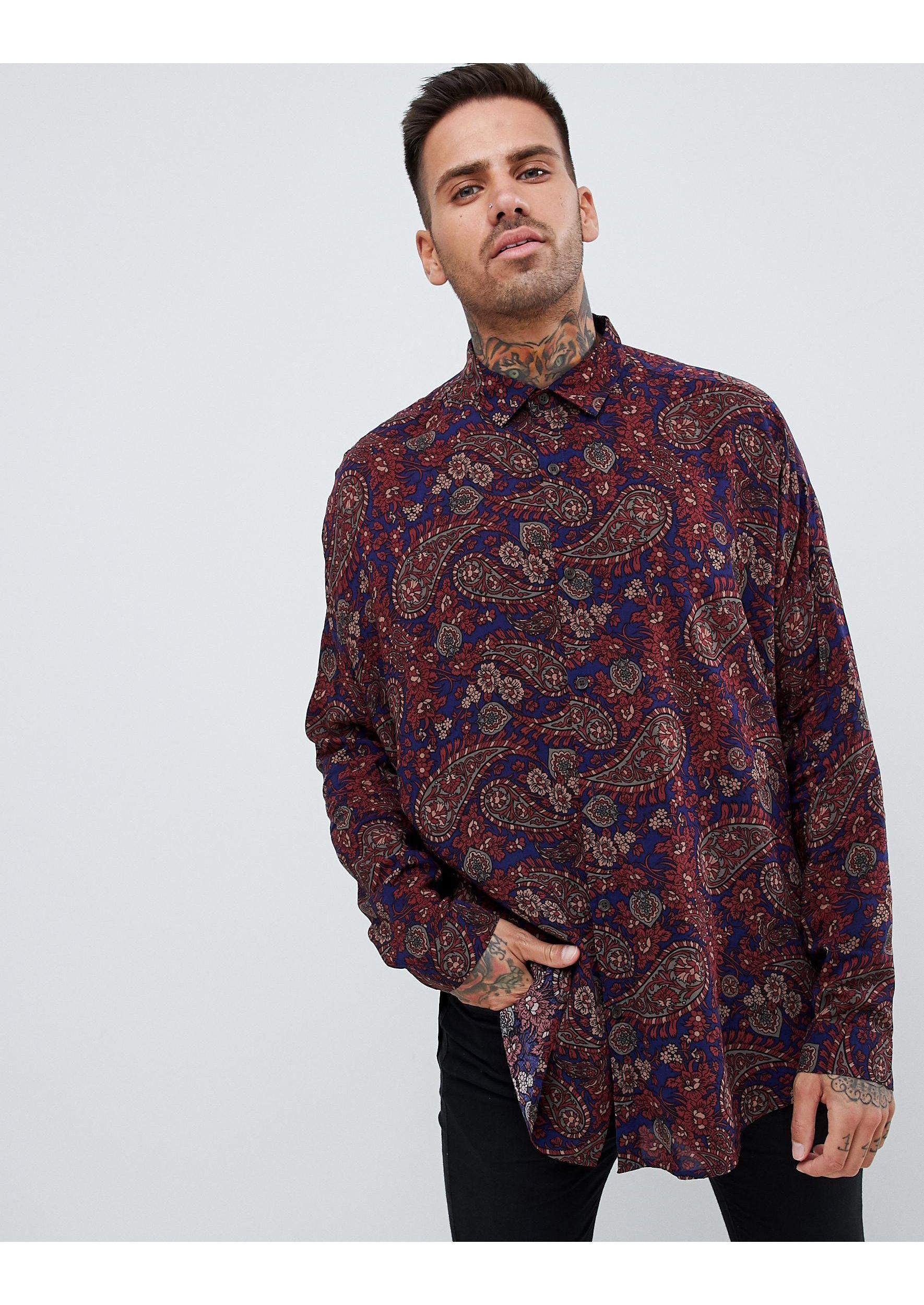 90s Oversized Paisley Viscose Shirt 
