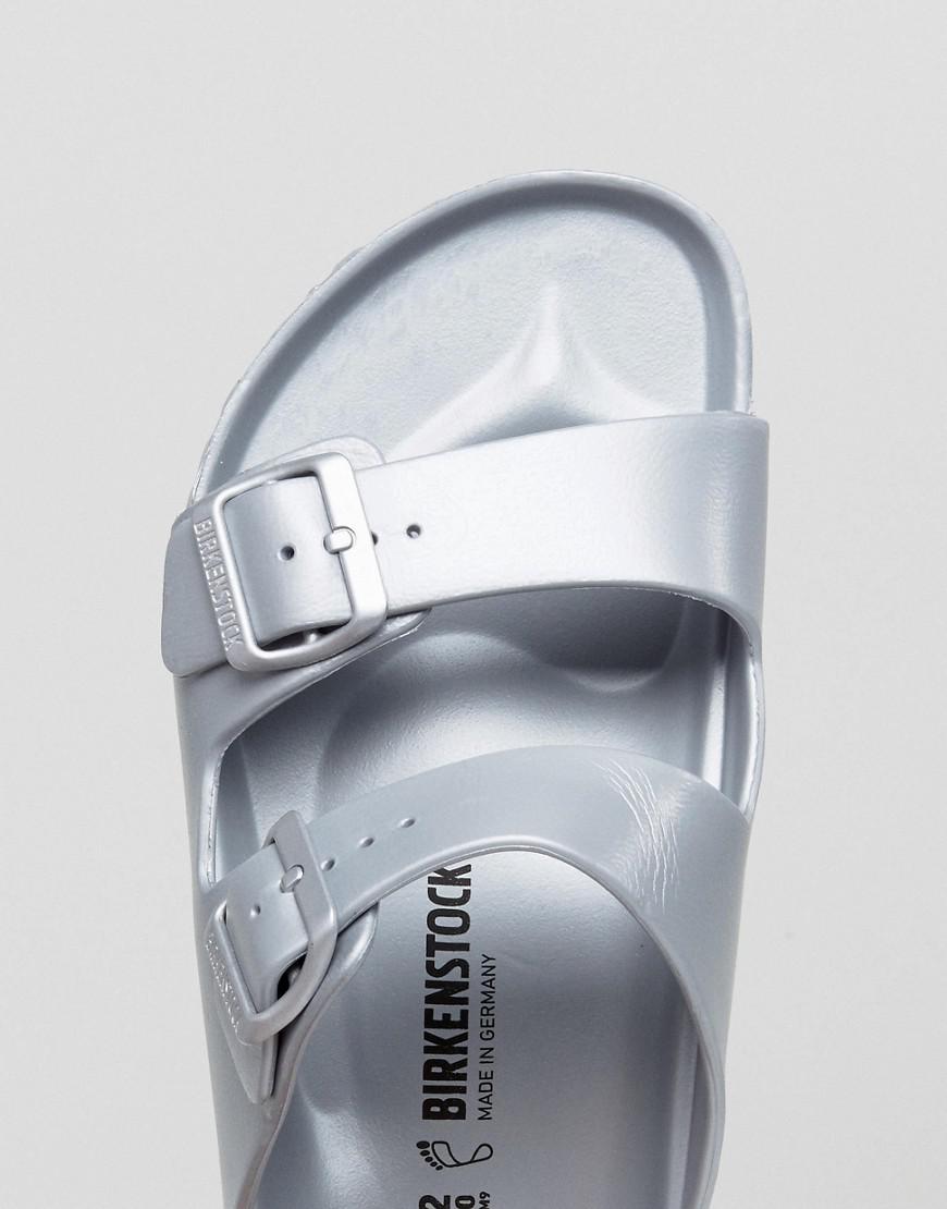 Birkenstock Leather Arizona Eva Metallic Sandals In Silver for Men - Lyst
