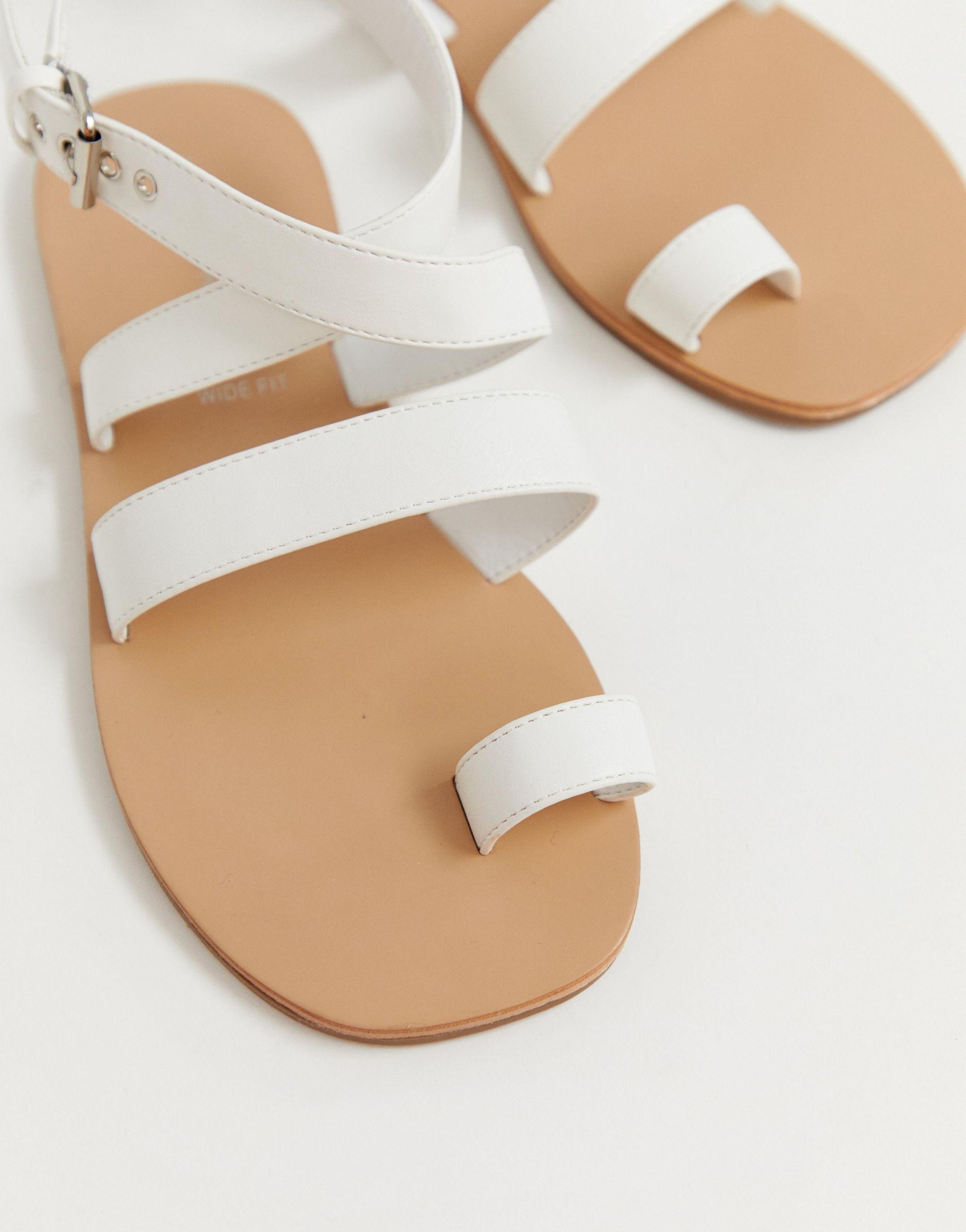 white wide fit flat sandals