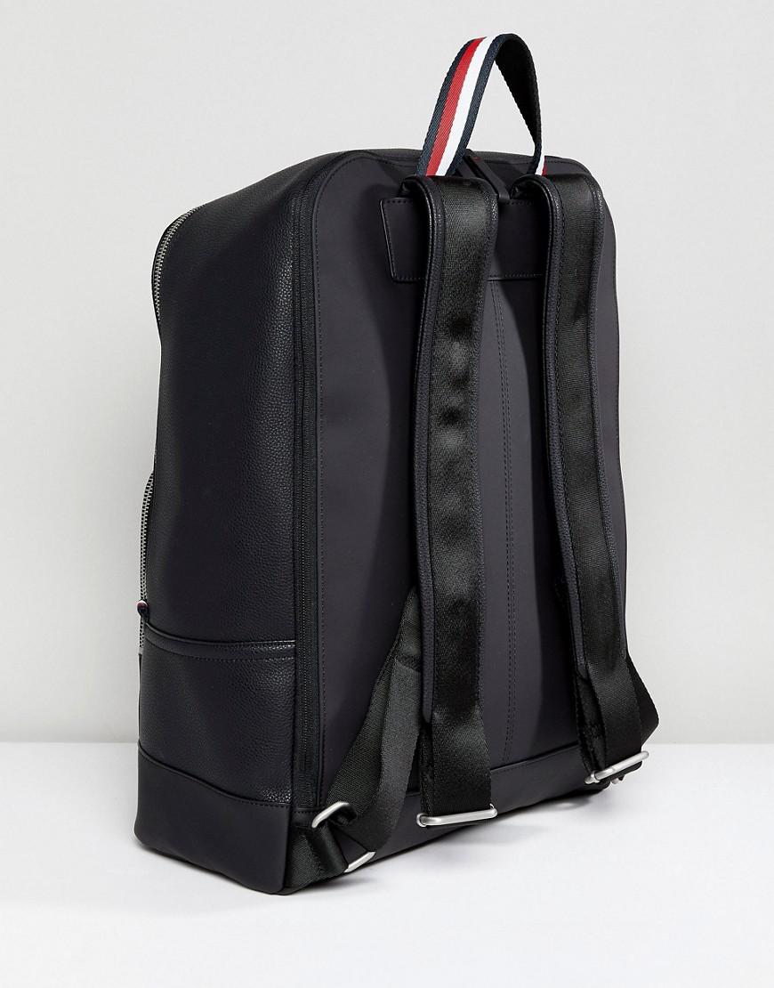 tommy hilfiger backpack black leather