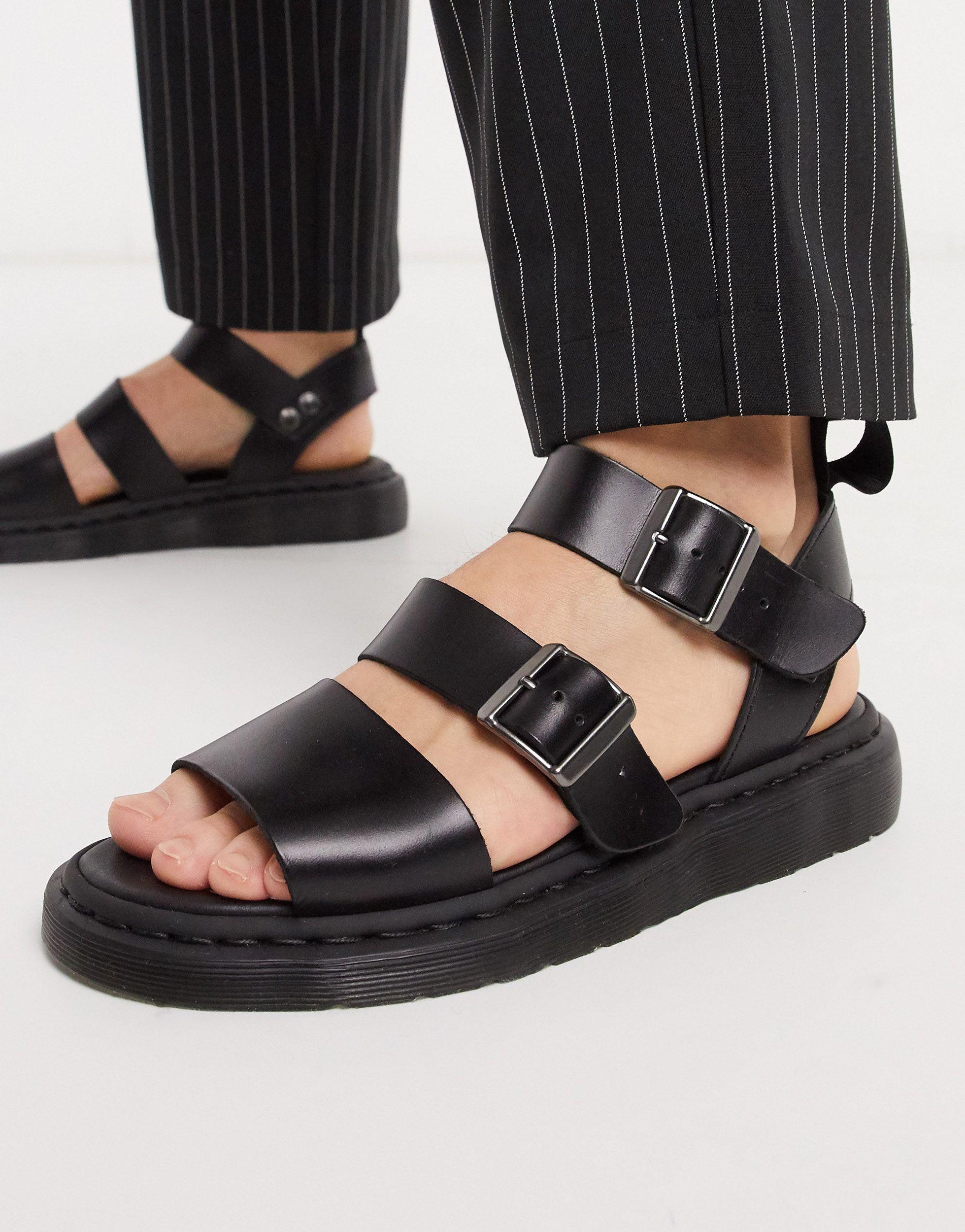 Dr. Martens Leather Gryphon Strap Sandals in Black for Men - Lyst
