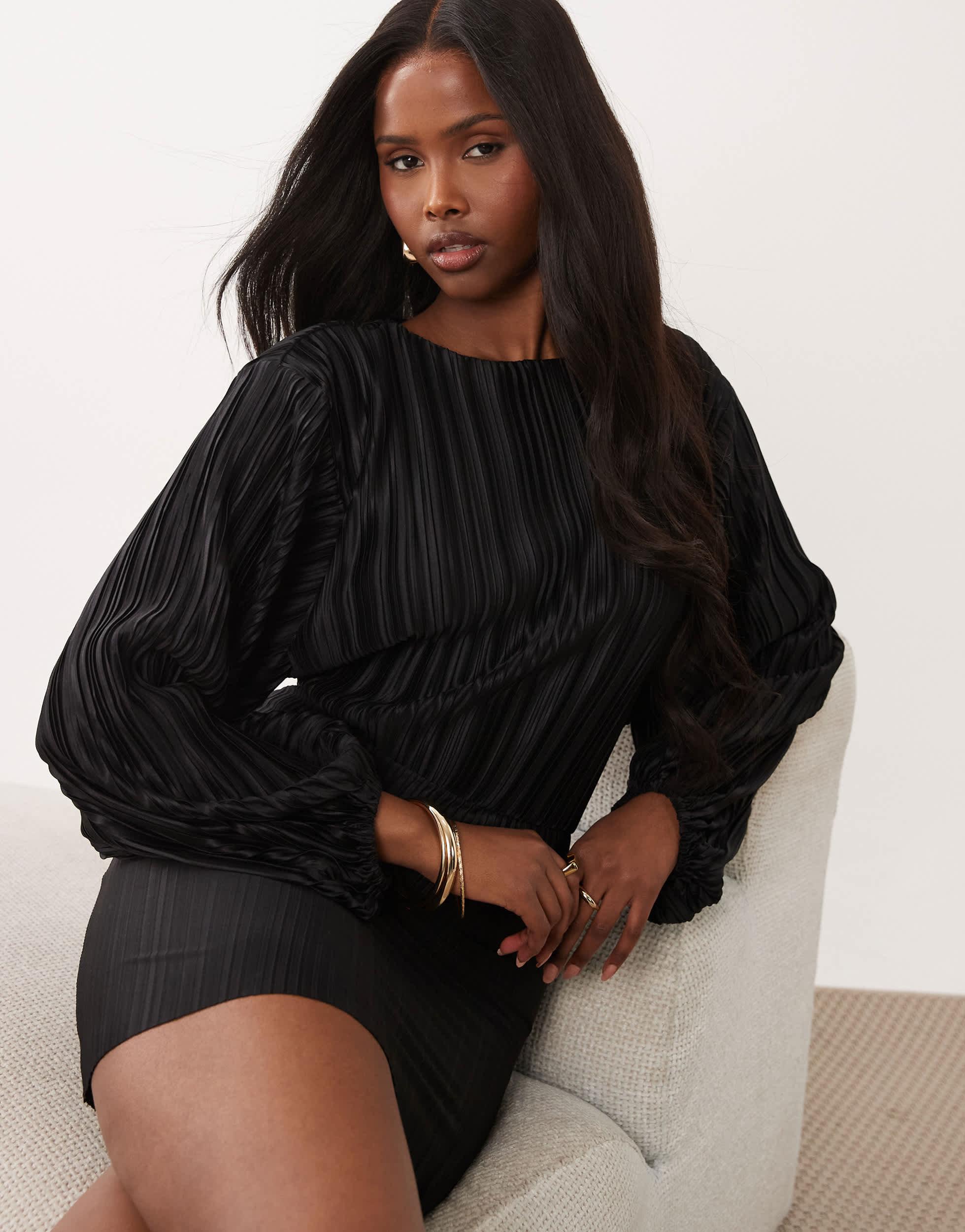 black plisse mini dress Black Plisse Wrap Mini Dress