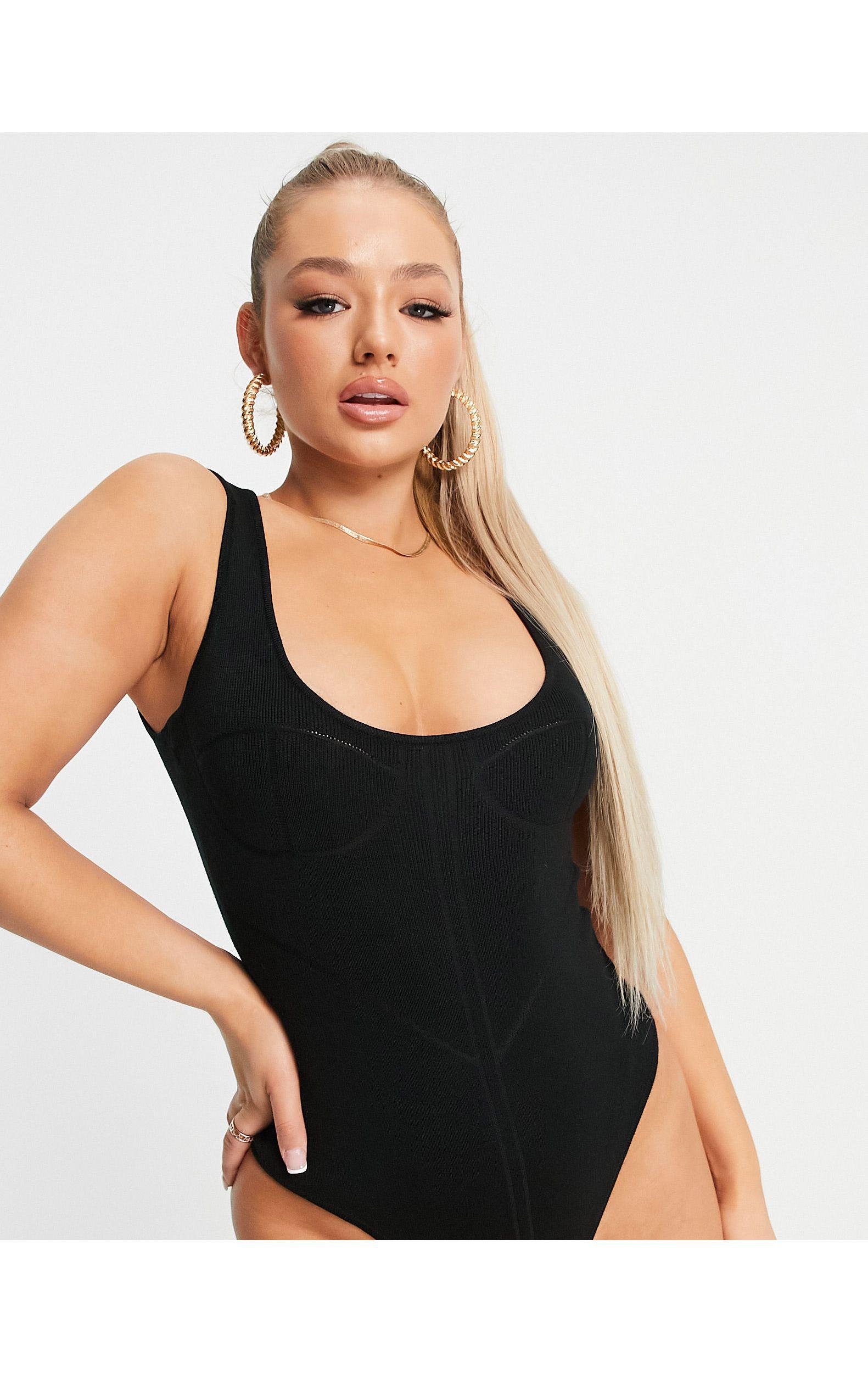 Missguided Bodysuit With Corset Detail in Black | Lyst