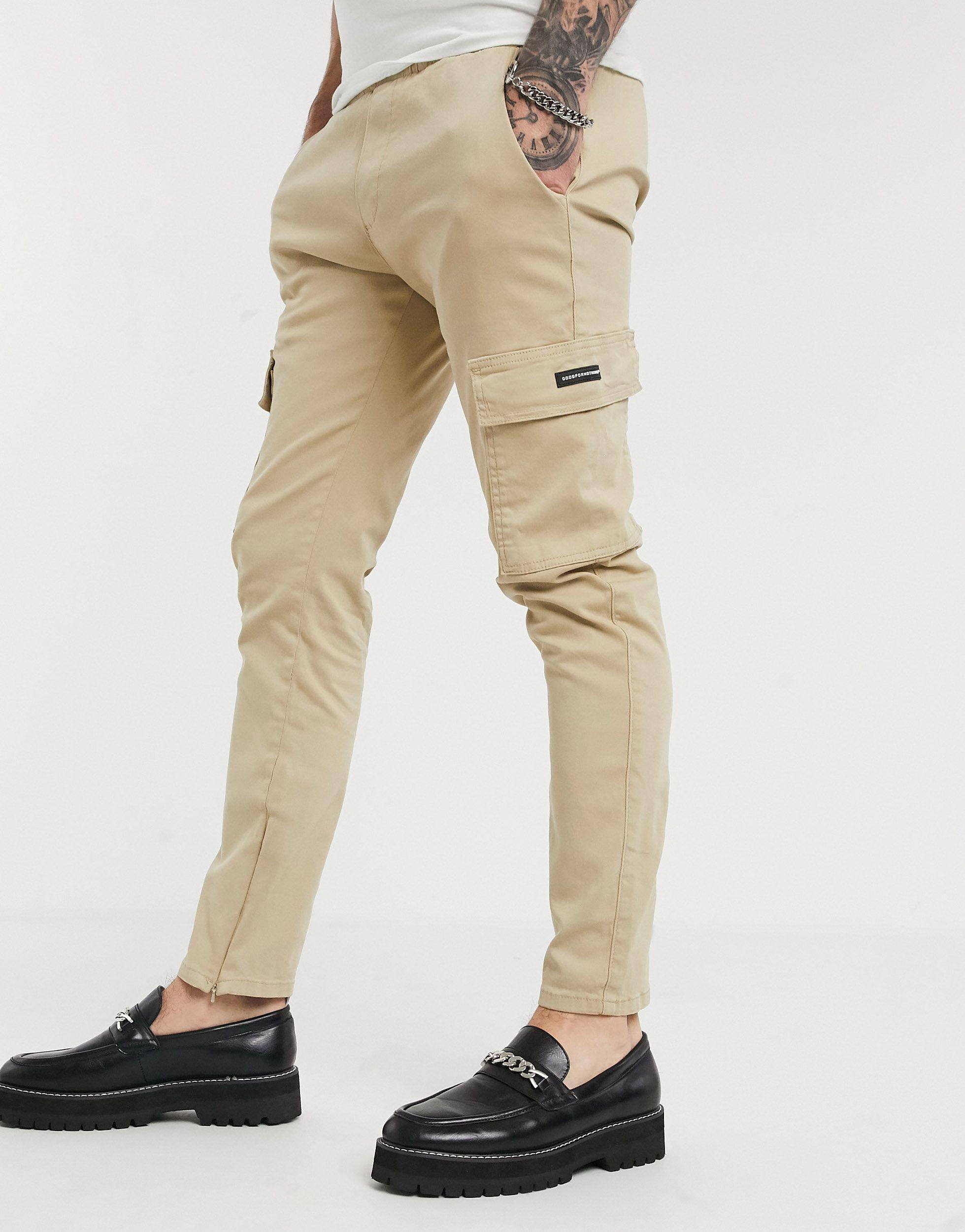 Good For Nothing Denim Skinny Cargo Pants in Beige (Natural) for Men - Lyst