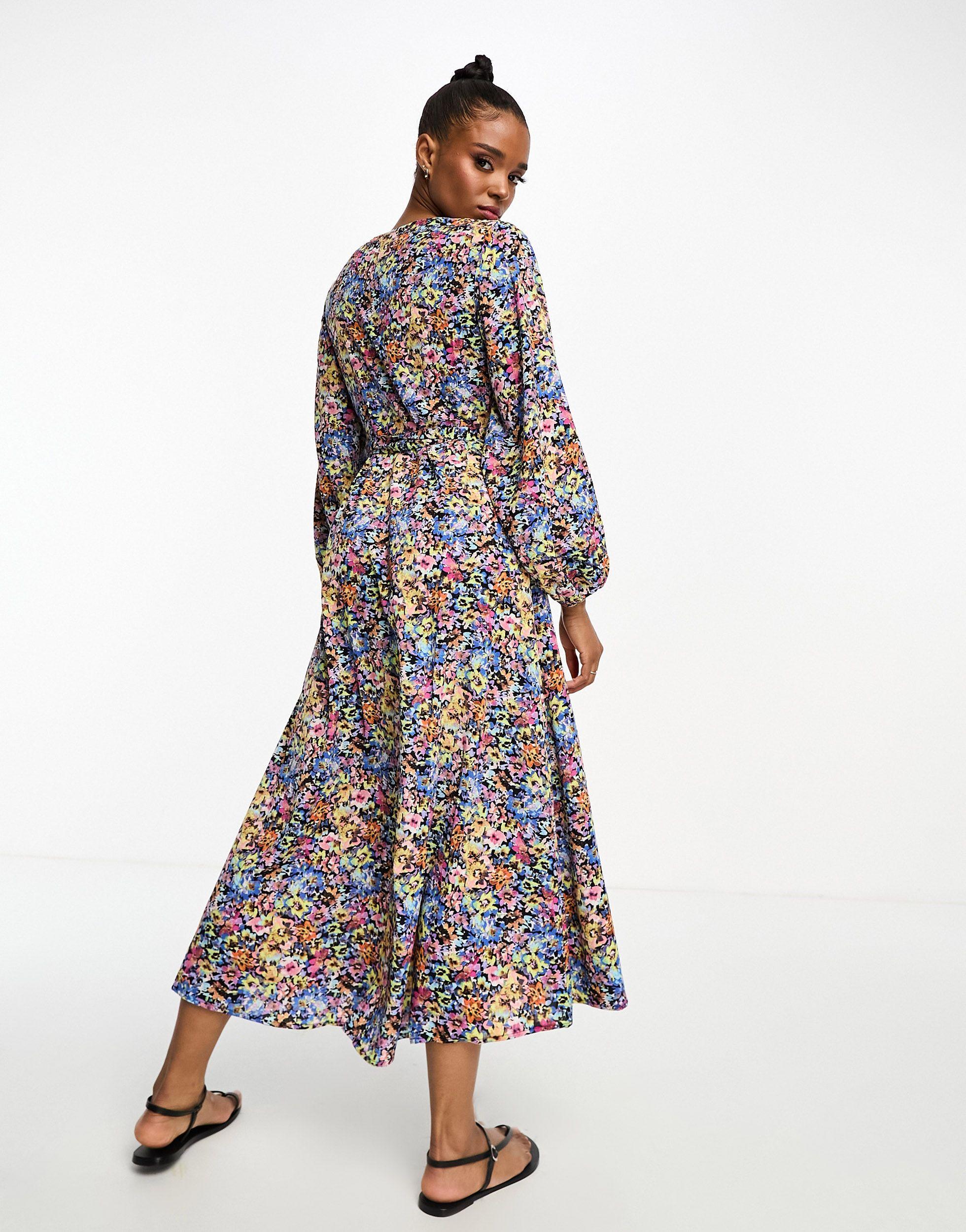 Vero Moda Wrap Sleeve Midi Dress in |