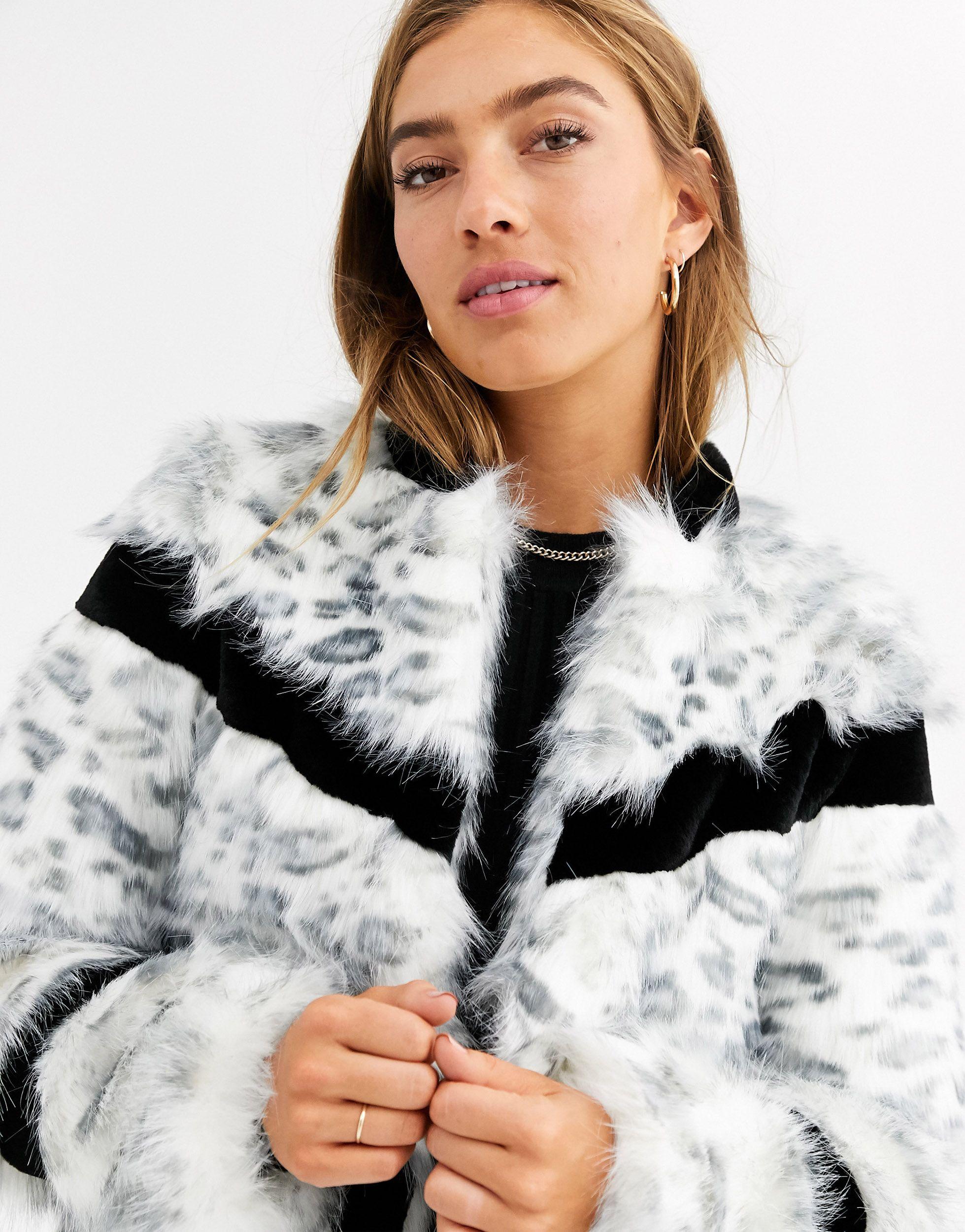 Urbancode short coat in faux fur mix Clearance