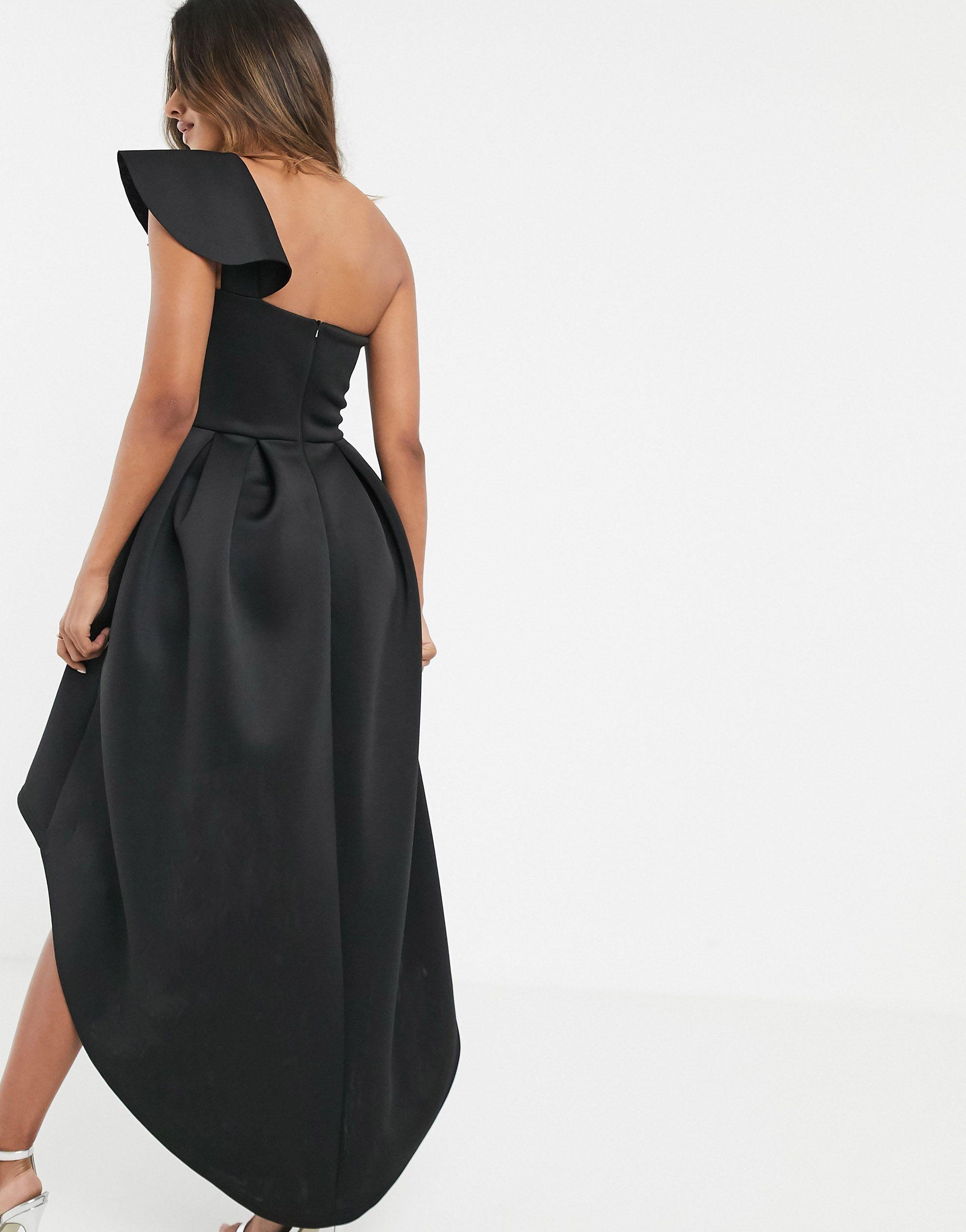 black frill maxi dress