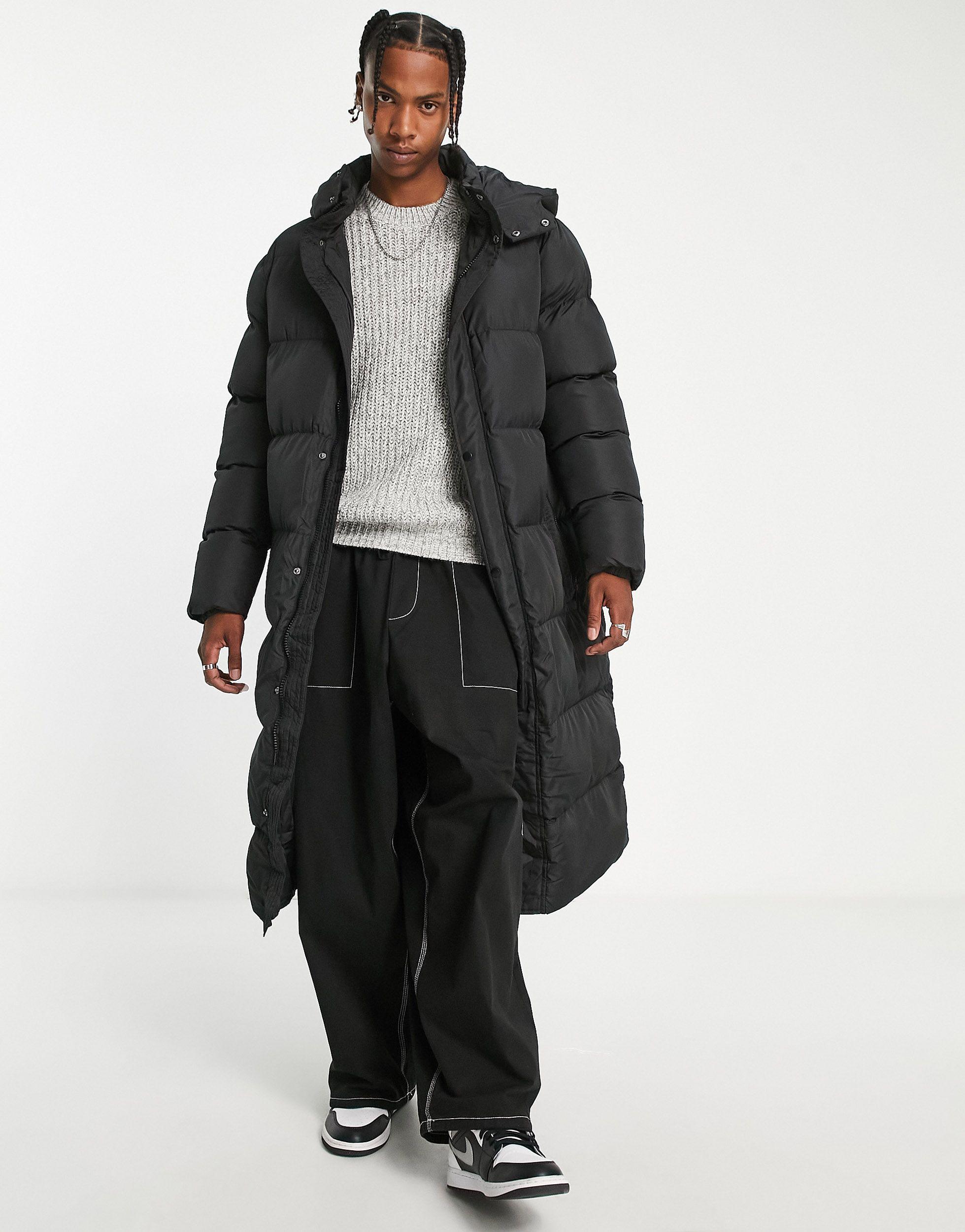 ASOS Longline Puffer Coat in Black for Men | Lyst