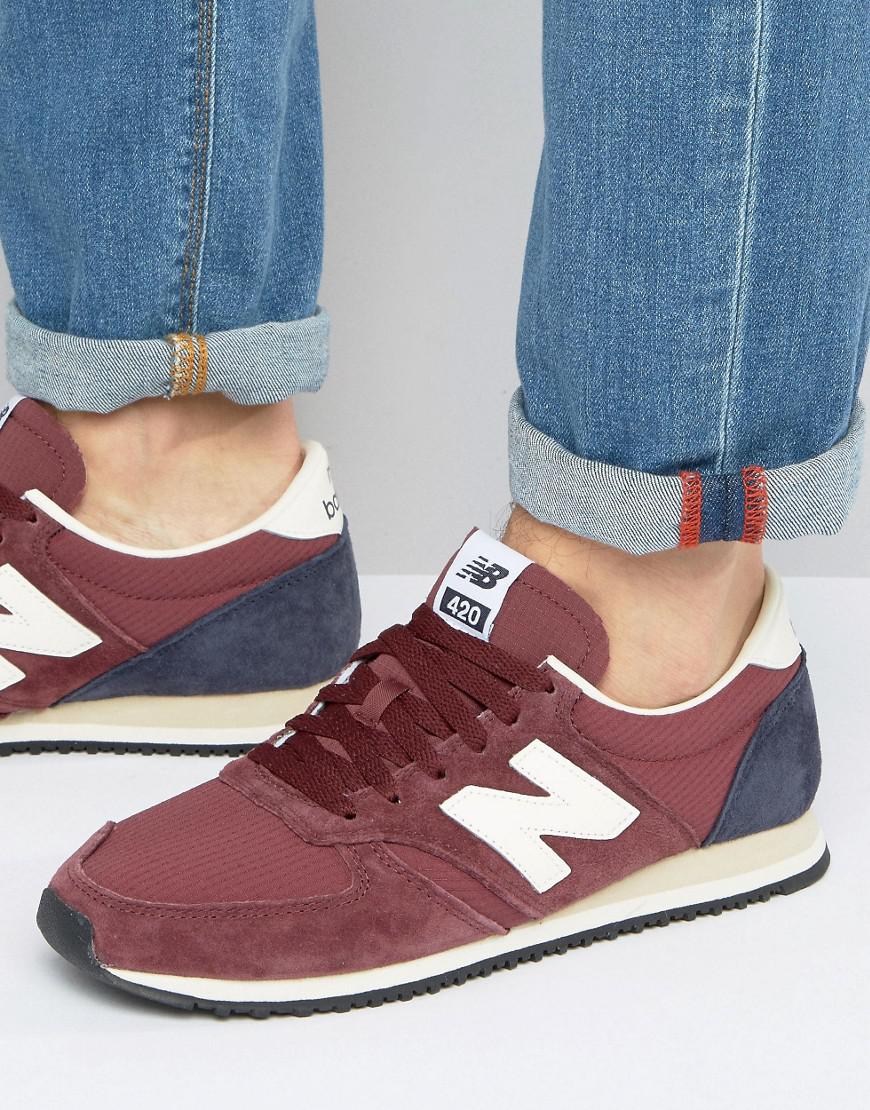 new balance 420 burgundy suede sneakers