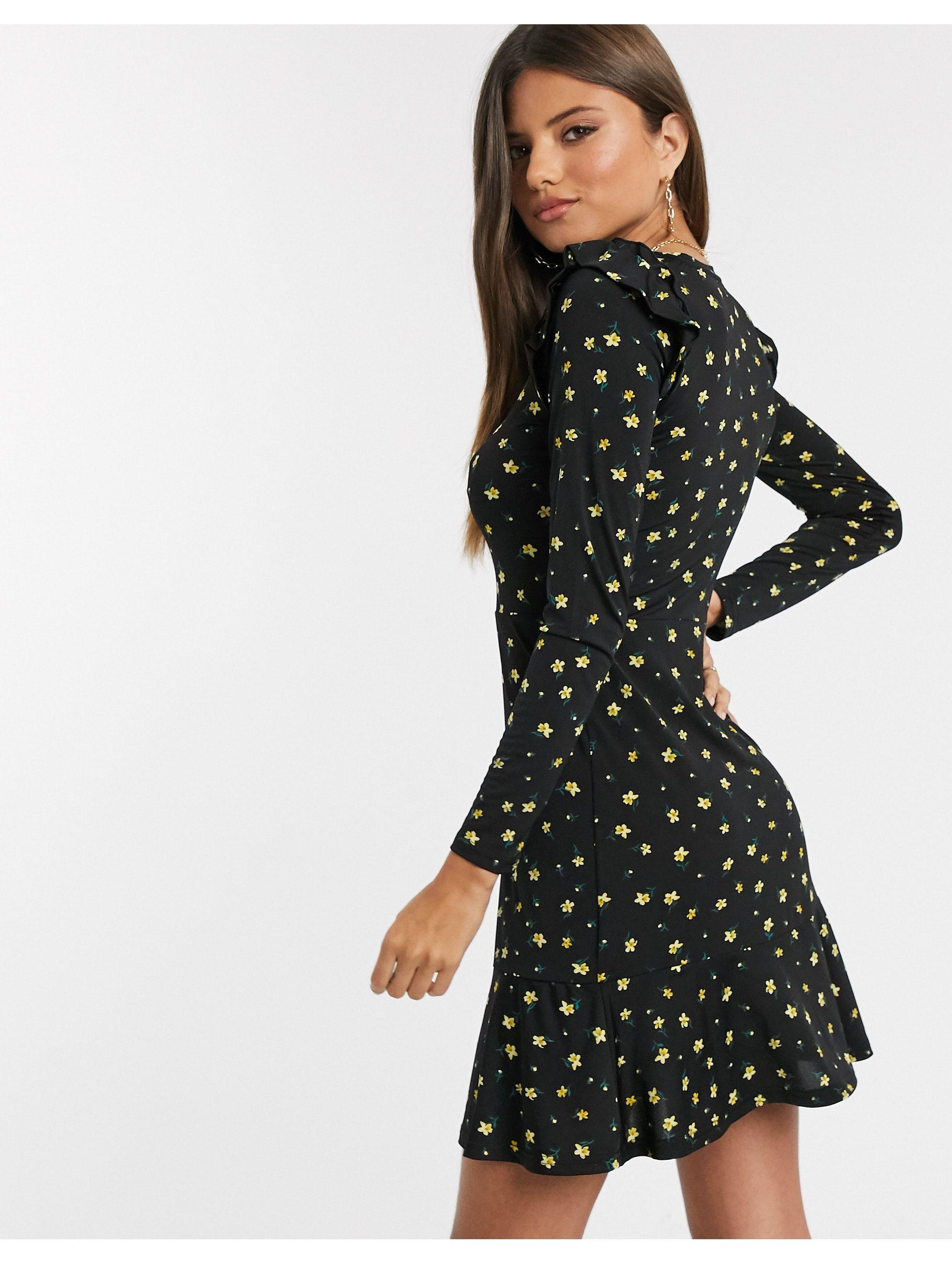 Warehouse Synthetic Floral Print Frill 