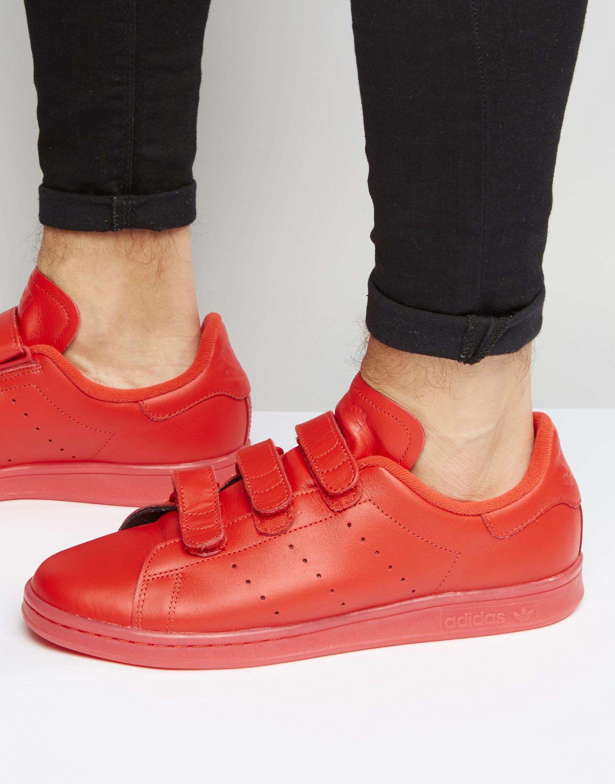 Tegnsætning Rådgiver Pilgrim adidas Originals Stan Smith Velcro Trainers In Red S80043 for Men | Lyst