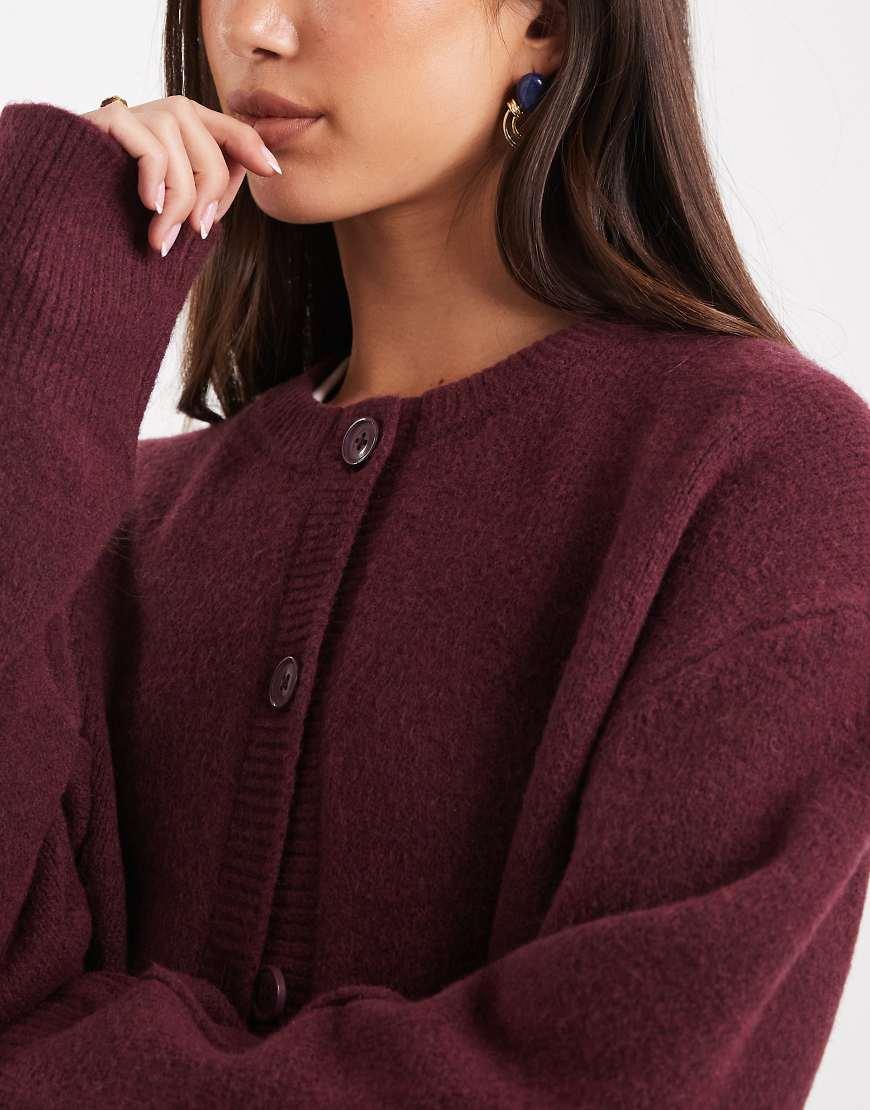 ASOS Boxy Crew Neck Cardigan With Side Slit Detail in Purple Lyst UK