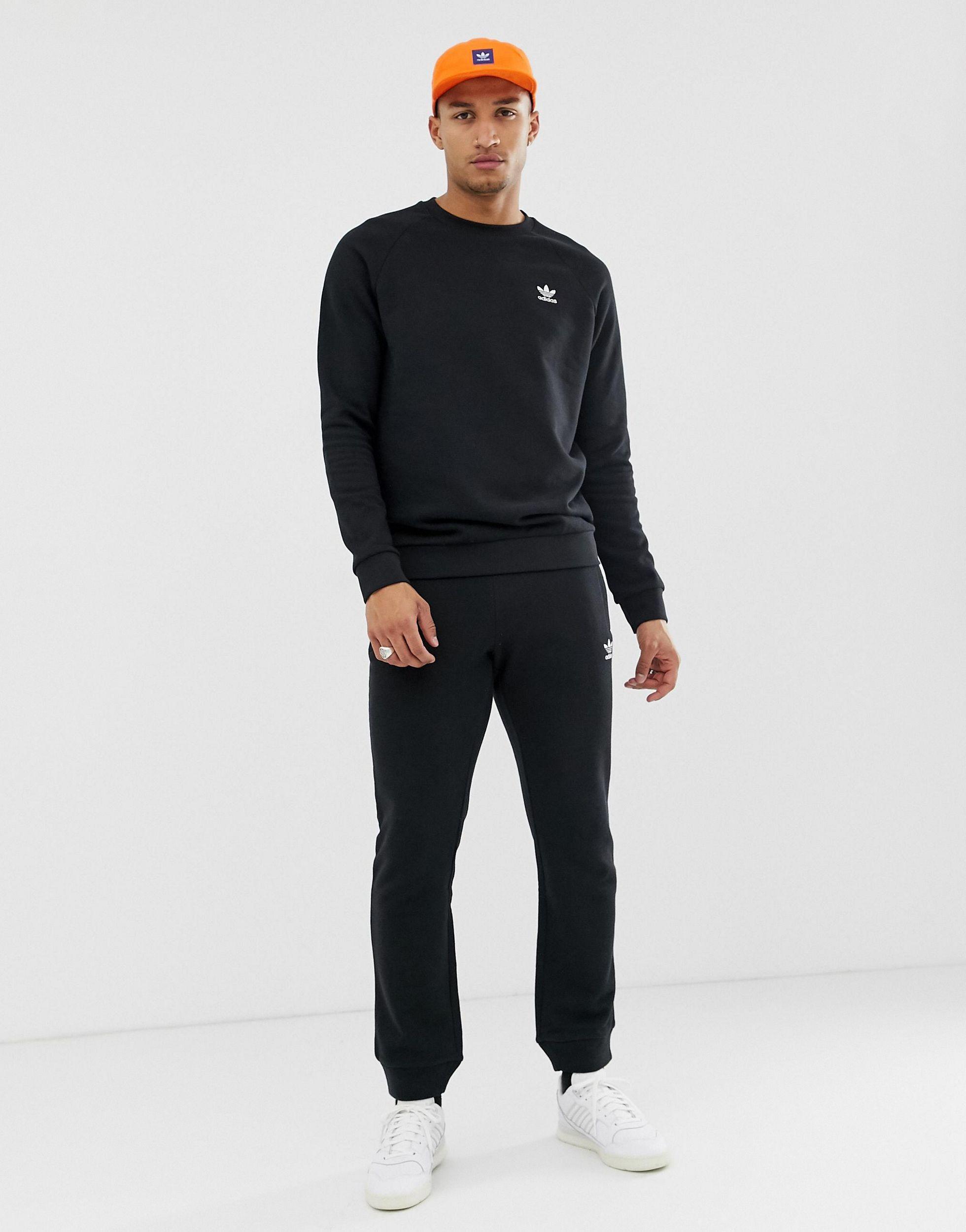 adidas Originals Cotton Essentials Sweatshirt Small Logo in Black for Men -  Lyst
