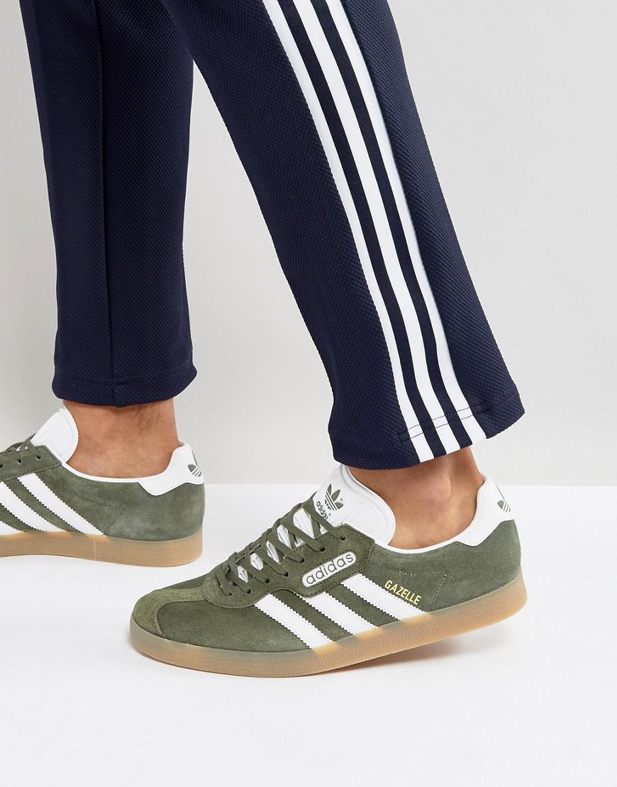 adidas Originals Suede Gazelle Super Sneakers In Green By9778 for ... adidas Originals Suede Gazelle Super Sneakers In Green By9778 for ...
