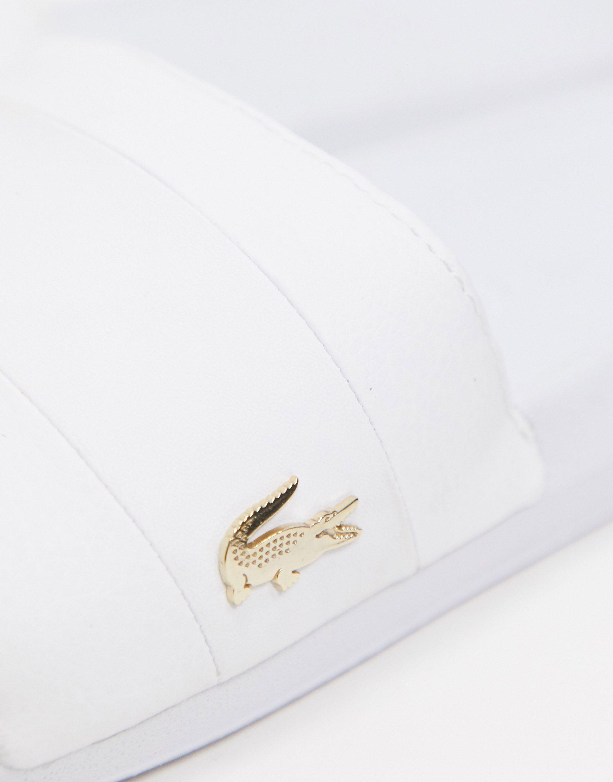 lacoste gold croc sliders