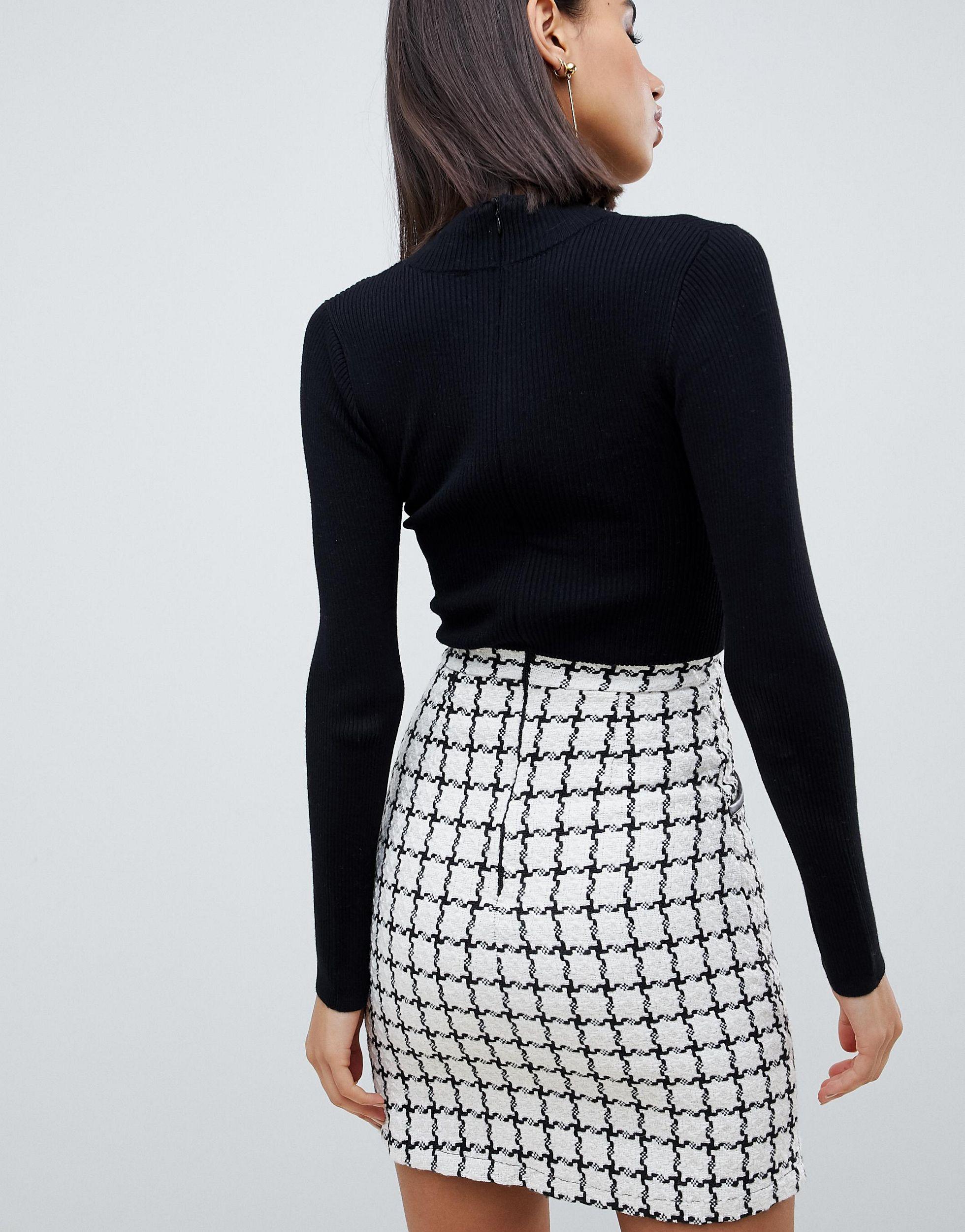 lipsy 2 in 1 turtle neck check dress