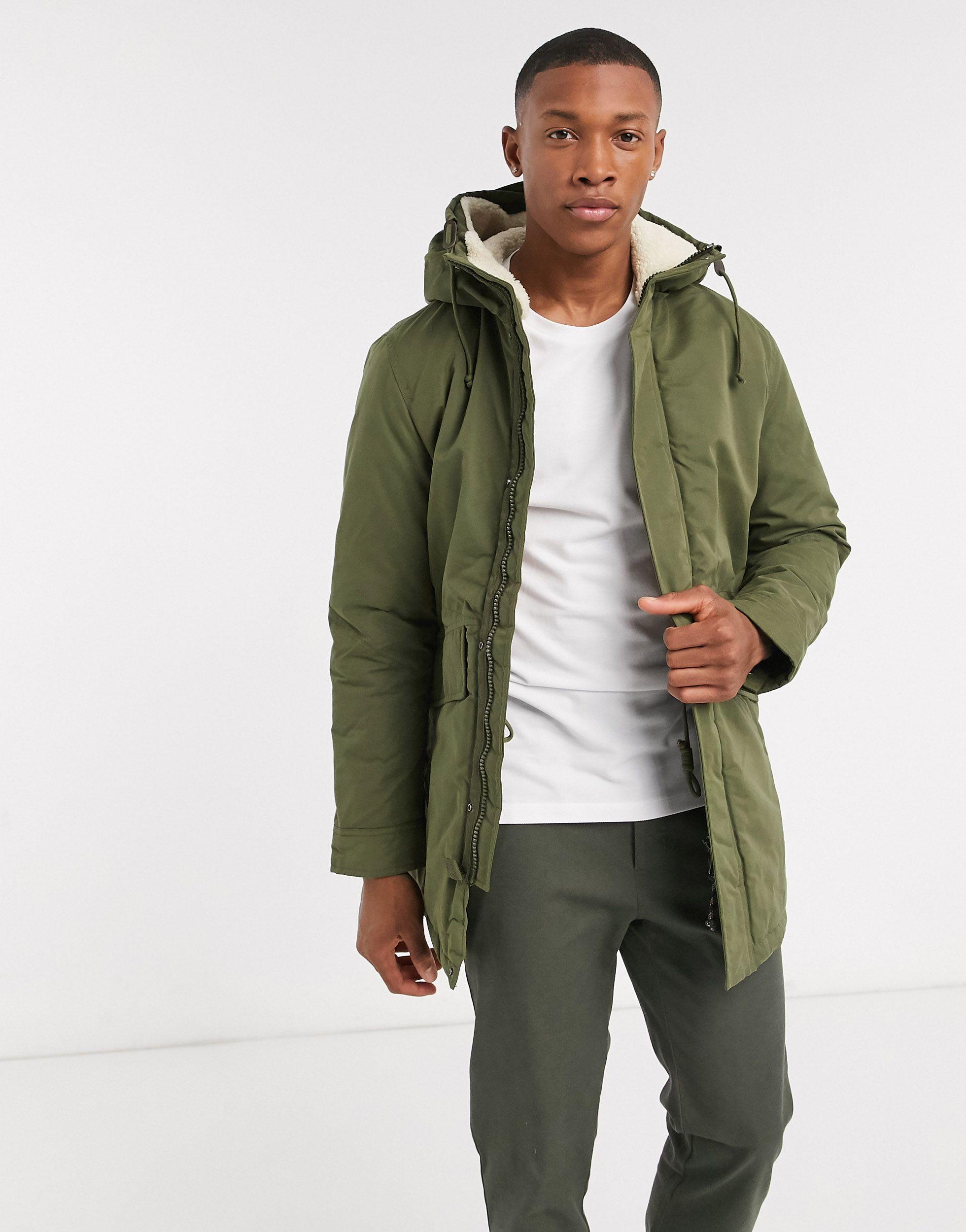 Jack & Jones Synthetic Premium Hooded Parka Jacket in Green for Men - Lyst